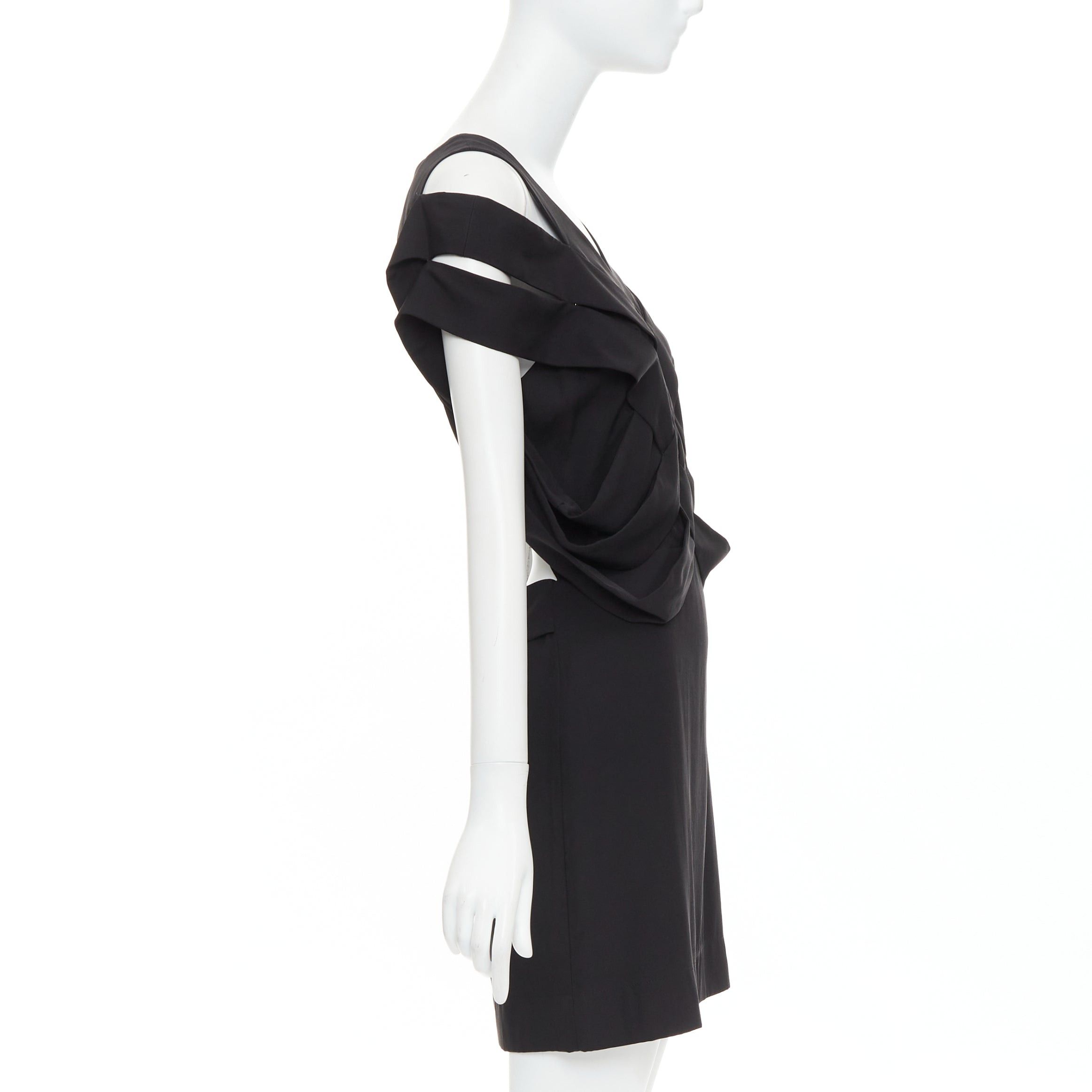 Stella McCartney STELLA MCCARTNEY 2008 black silk intrecciato woven open back dress IT40 S Size S / US 4 / IT 40 - 4 Thumbnail