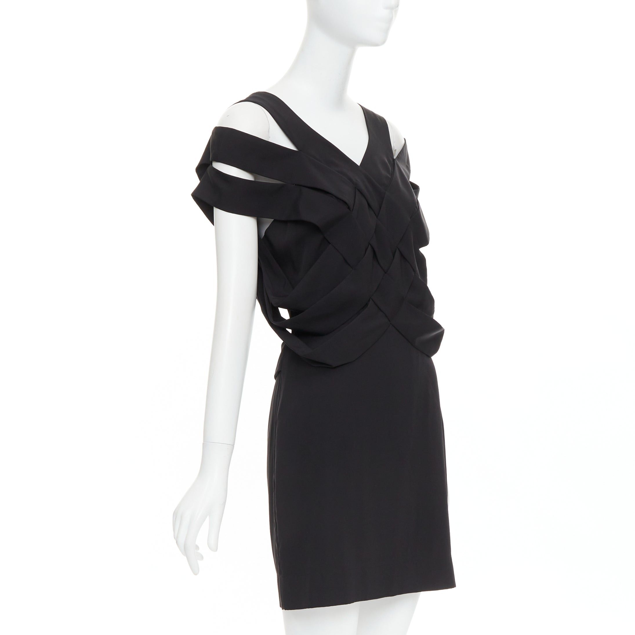 Stella McCartney STELLA MCCARTNEY 2008 black silk intrecciato woven open back dress IT40 S Size S / US 4 / IT 40 - 3 Thumbnail