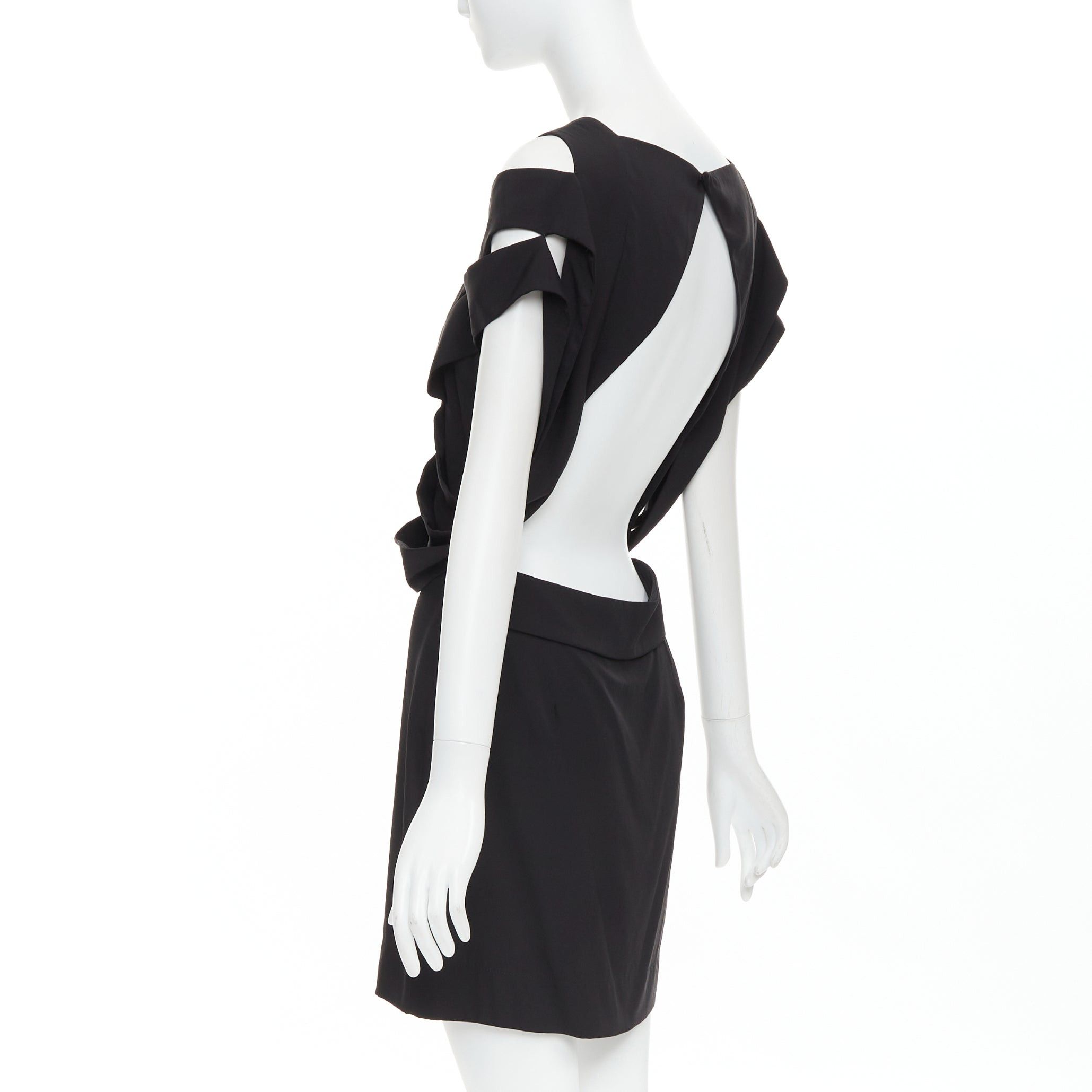 Stella McCartney STELLA MCCARTNEY 2008 black silk intrecciato woven open back dress IT40 S Size S / US 4 / IT 40 - 5 Thumbnail