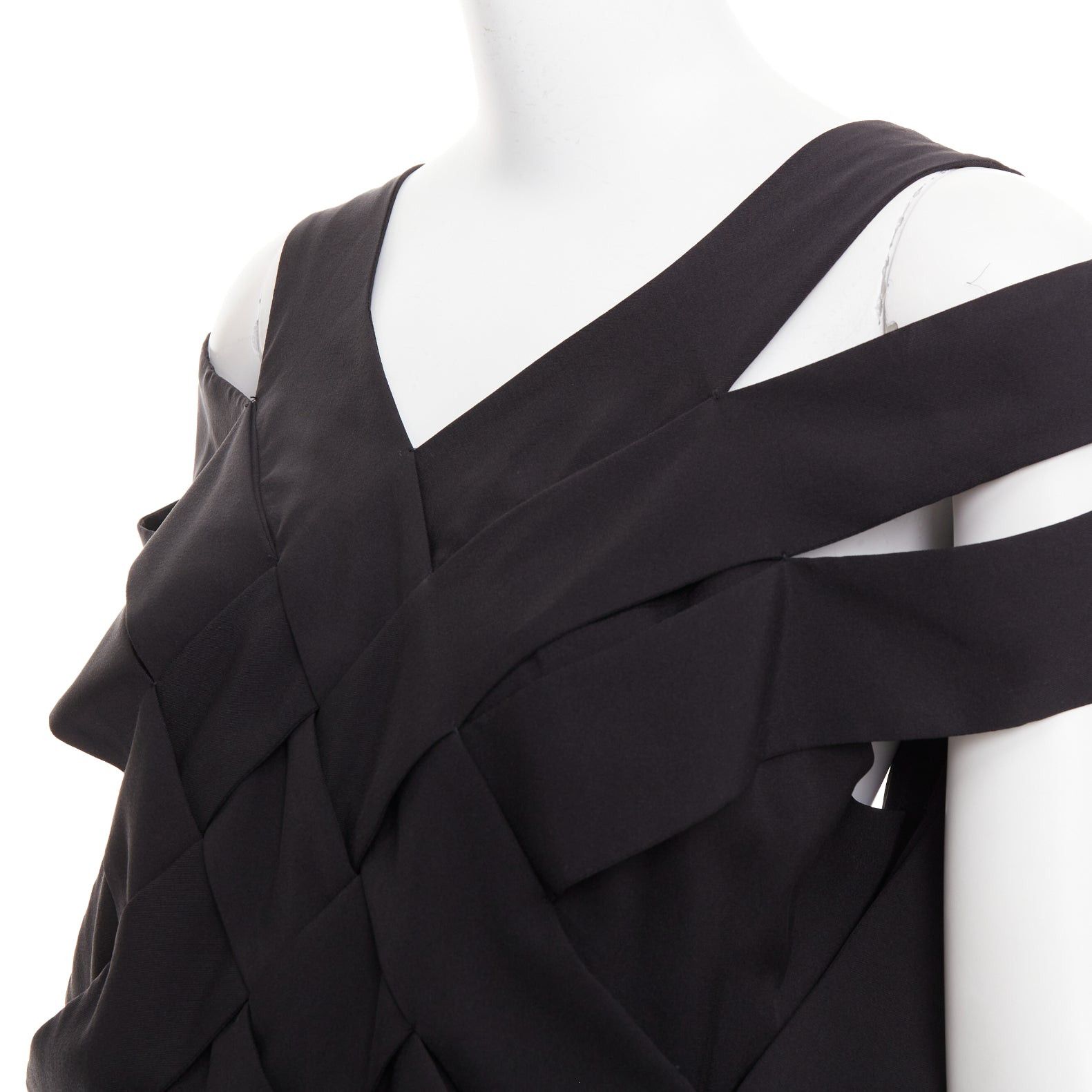 Stella McCartney STELLA MCCARTNEY 2008 black silk intrecciato woven open back dress IT40 S Size S / US 4 / IT 40 - 6 Thumbnail