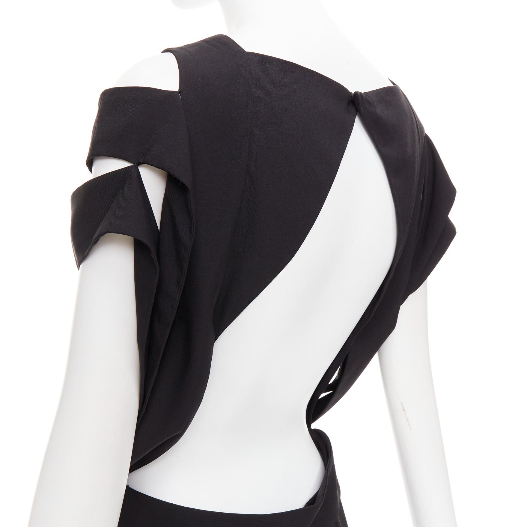 Stella McCartney STELLA MCCARTNEY 2008 black silk intrecciato woven open back dress IT40 S Size S / US 4 / IT 40 - 7 Thumbnail