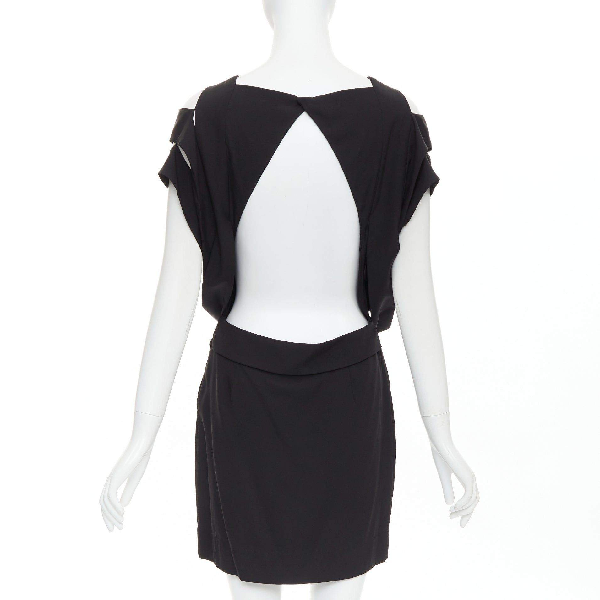 Stella McCartney STELLA MCCARTNEY 2008 black silk intrecciato woven open back dress IT40 S Size S / US 4 / IT 40 - 2 Thumbnail