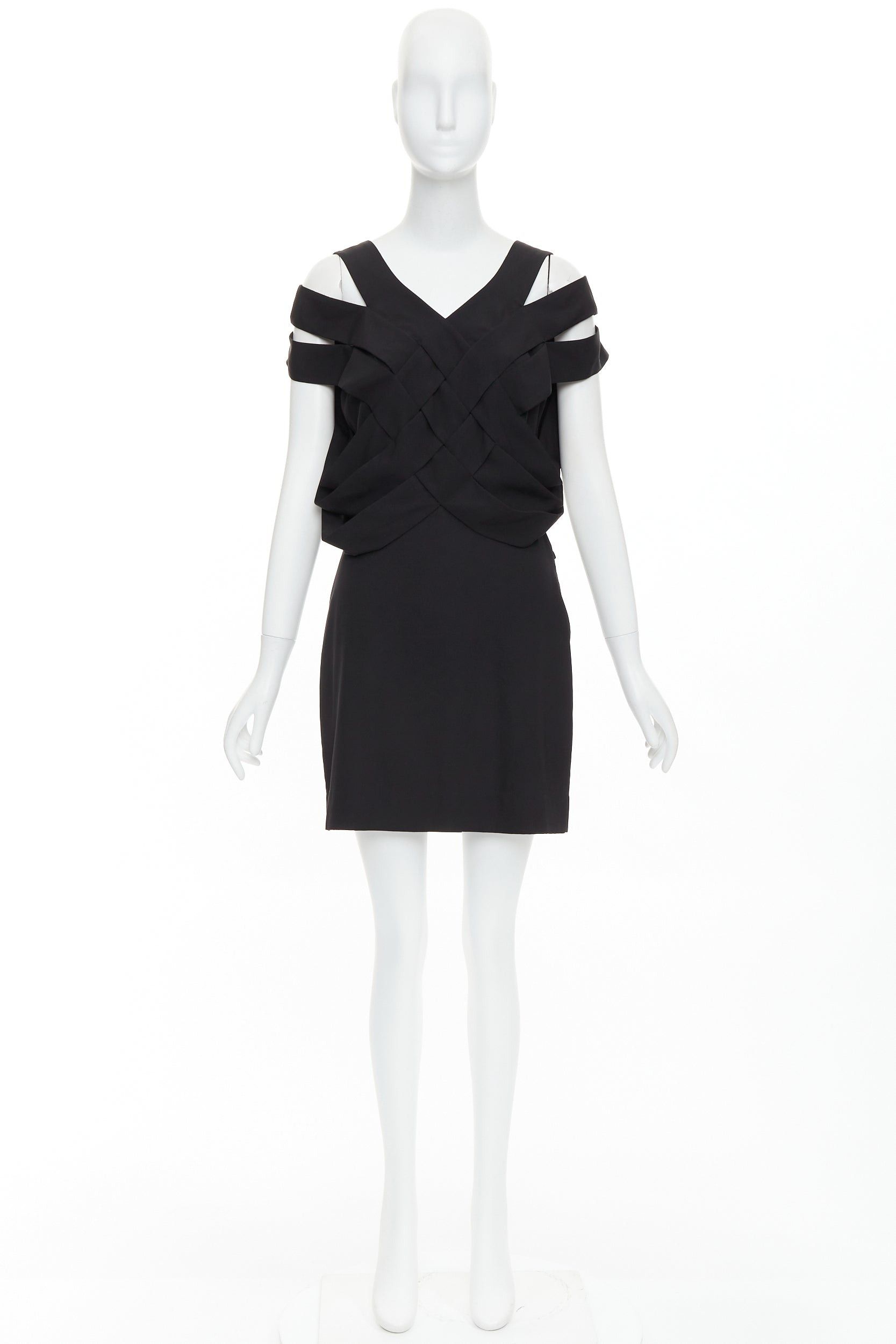 Stella McCartney STELLA MCCARTNEY 2008 black silk intrecciato woven open back dress IT40 S Size S / US 4 / IT 40 - 9 Thumbnail