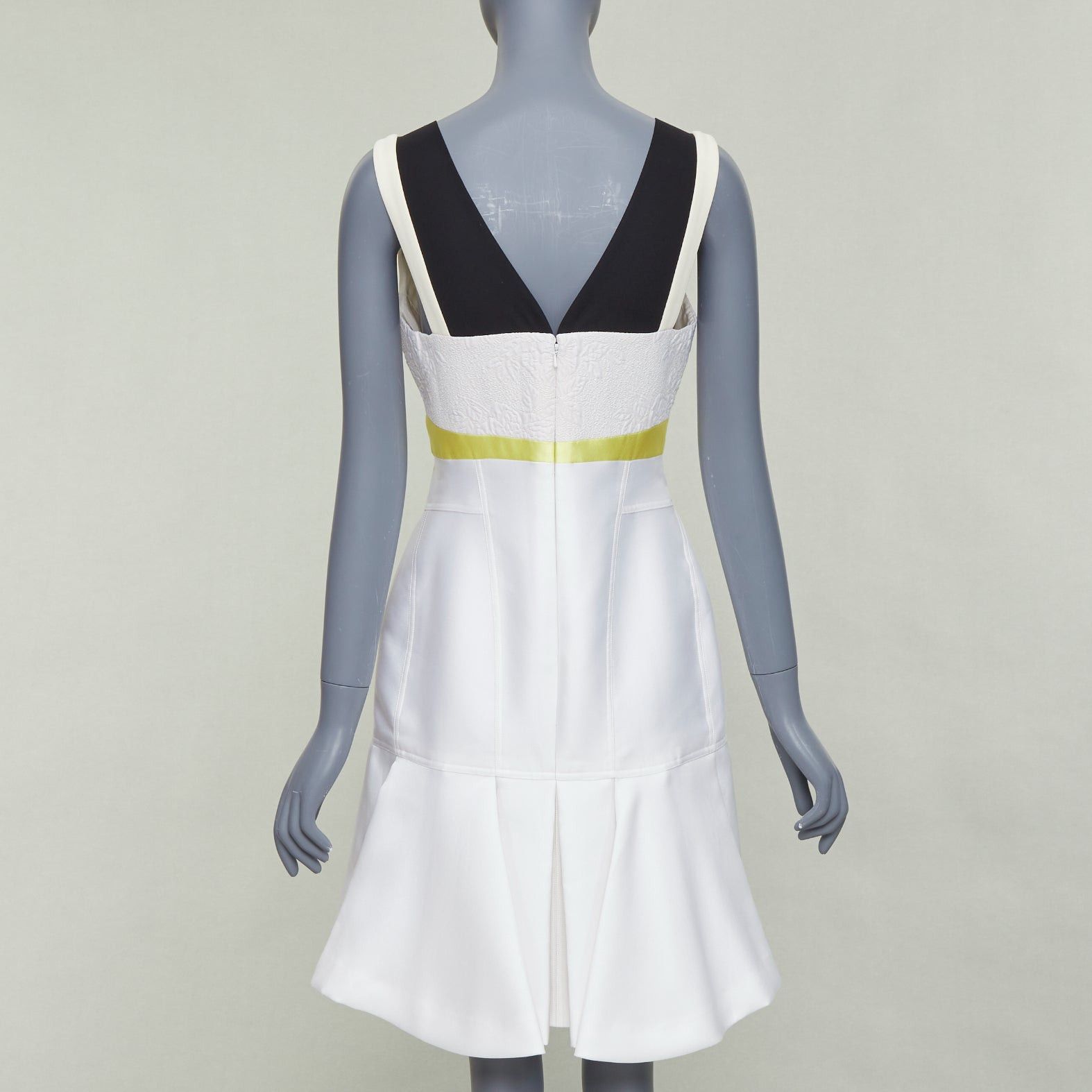Other J MENDEL 2014 Runway cream yellow black silk panelled scoop neck cocktail dress US4 S Size M / US 6-8 / IT 42-44 - 2 Thumbnail