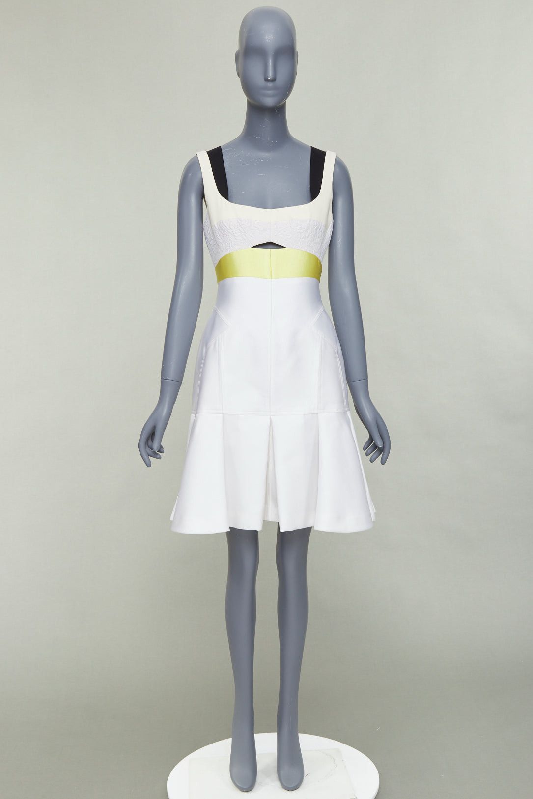 Other J MENDEL 2014 Runway cream yellow black silk panelled scoop neck cocktail dress US4 S Size M / US 6-8 / IT 42-44 - 10 Thumbnail