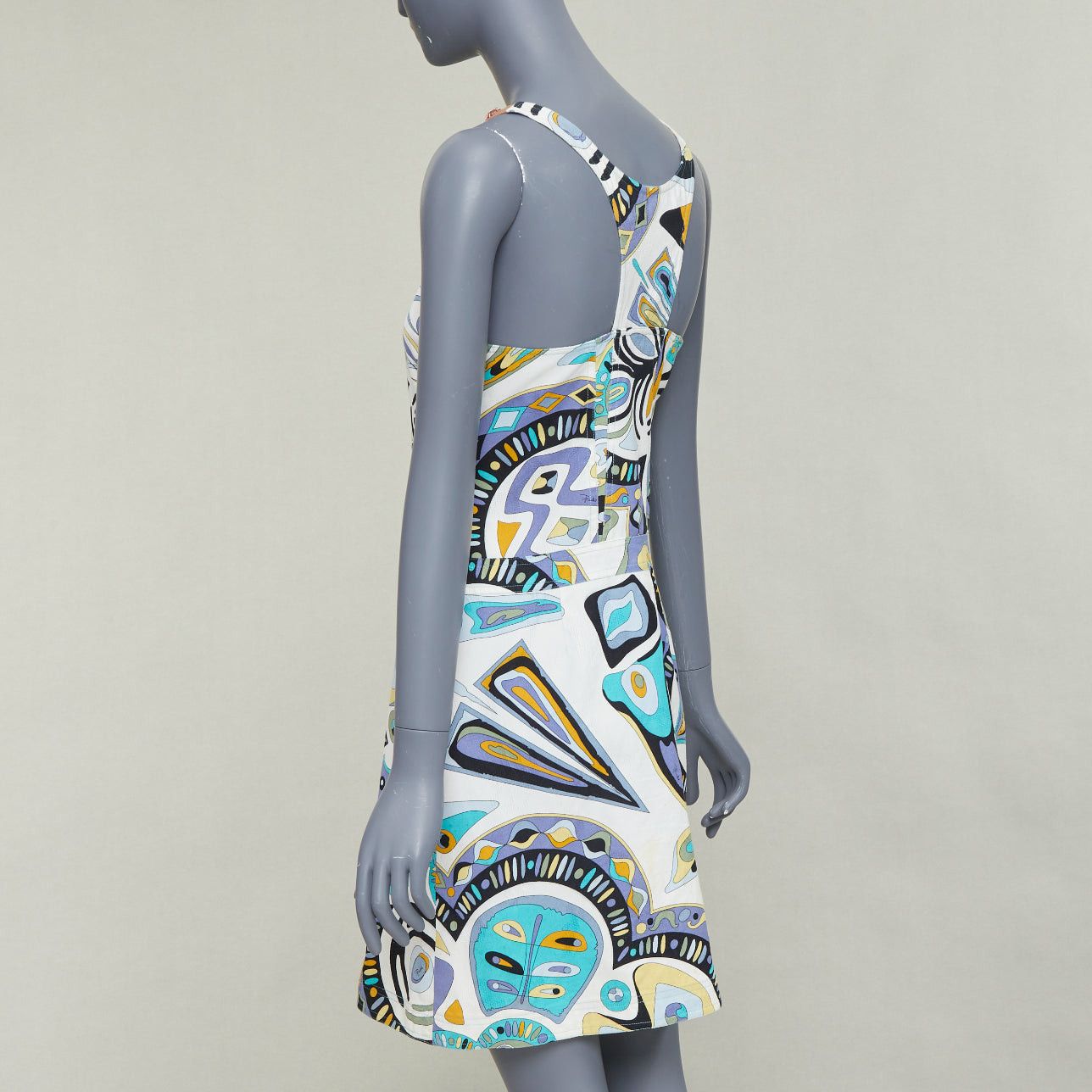 Emilio Pucci EMILIO PUCCI Vintage crystal rhinestone mesh collar signature graphic print dress IT40 M Size S / US 4 / IT 40 - 6 Thumbnail