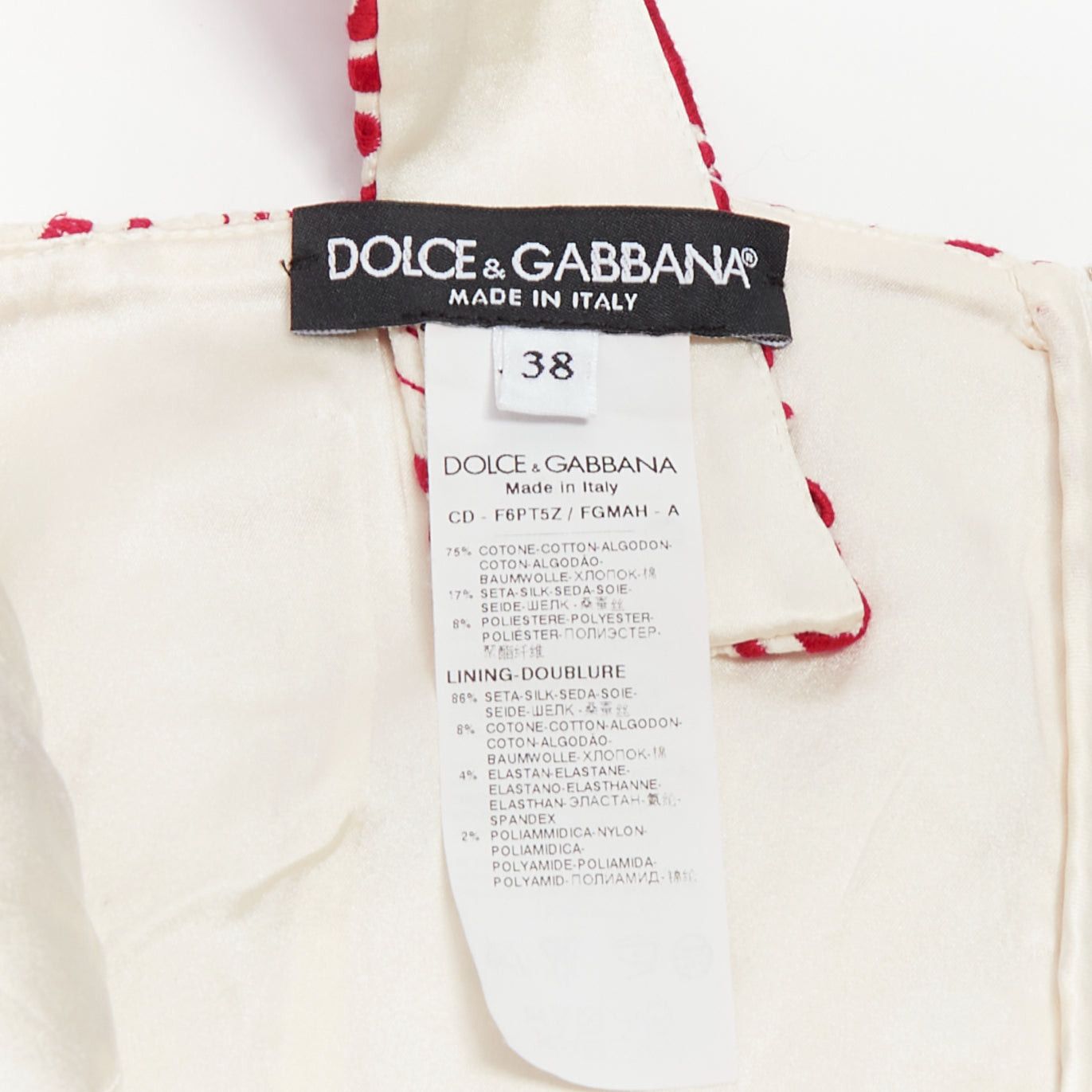 Dolce & Gabbana DOLCE GABBANA 2021 red cream floral embroidery anglais flared sun dress IT38 XS Size XS / US 0-2 / IT 36-38 - 8 Thumbnail