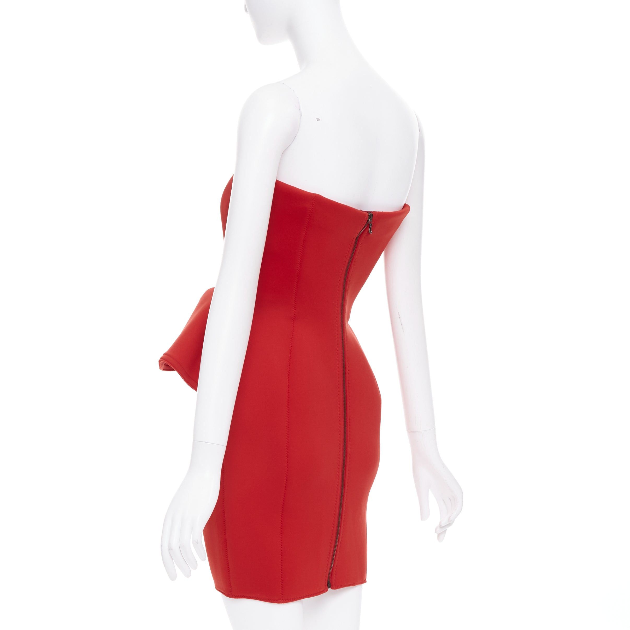 Lanvin LANVIN Alber Elbaz signature red neoprene peplum strapless zip dress FR34 XS Size XS / US 0-2 / IT 36-38 - 6 Thumbnail