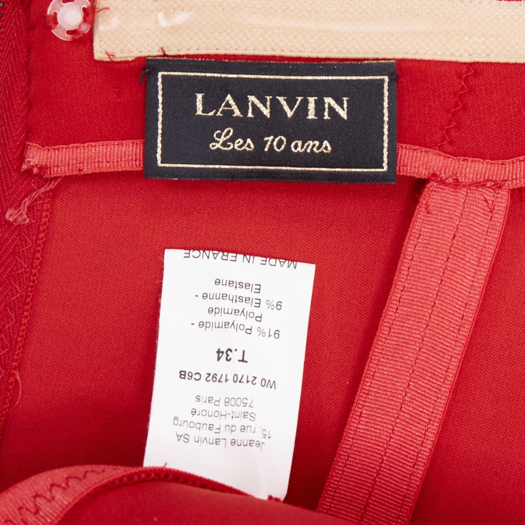 Lanvin LANVIN Alber Elbaz signature red neoprene peplum strapless zip dress FR34 XS Size XS / US 0-2 / IT 36-38 - 8 Thumbnail