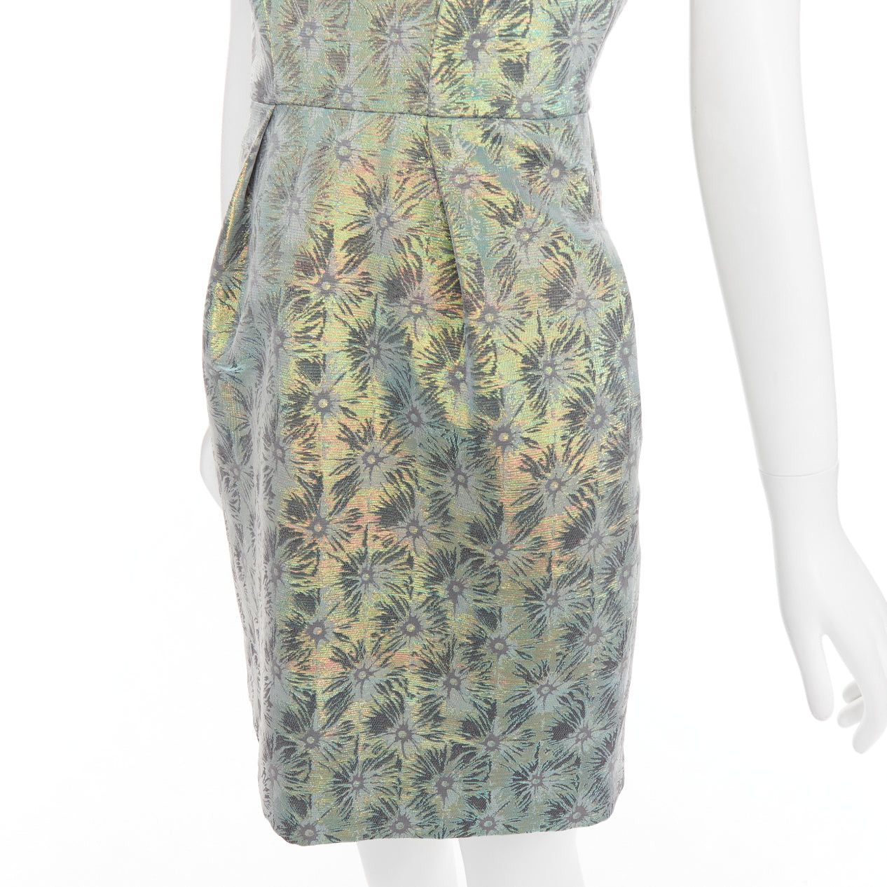 Matthew Williamson MATTHEW WILLIAMSON green iridescent gold bullet bead sheath dress UK8 S Size S / US 4 / IT 40 - 7 Thumbnail