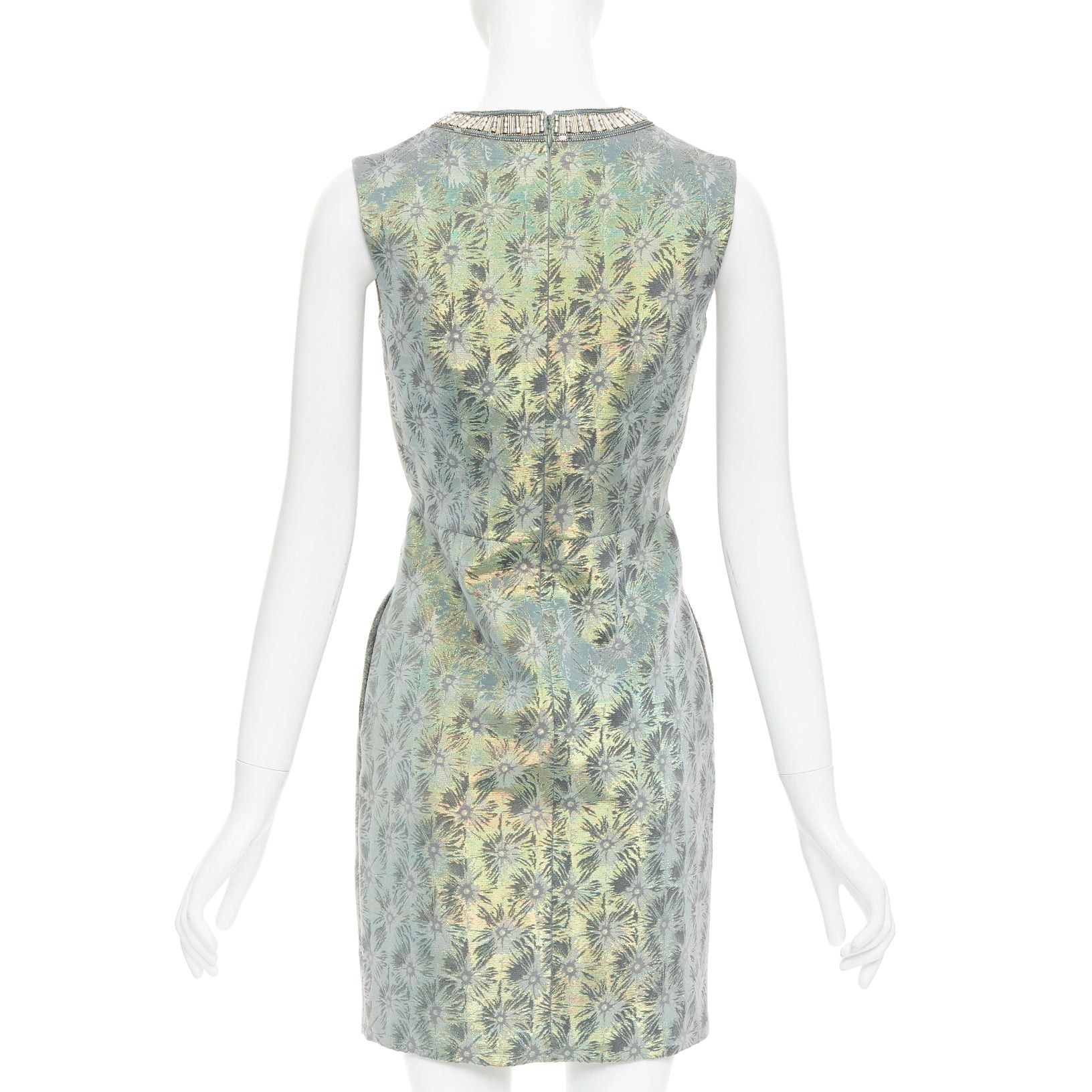 Matthew Williamson MATTHEW WILLIAMSON green iridescent gold bullet bead sheath dress UK8 S Size S / US 4 / IT 40 - 5 Thumbnail