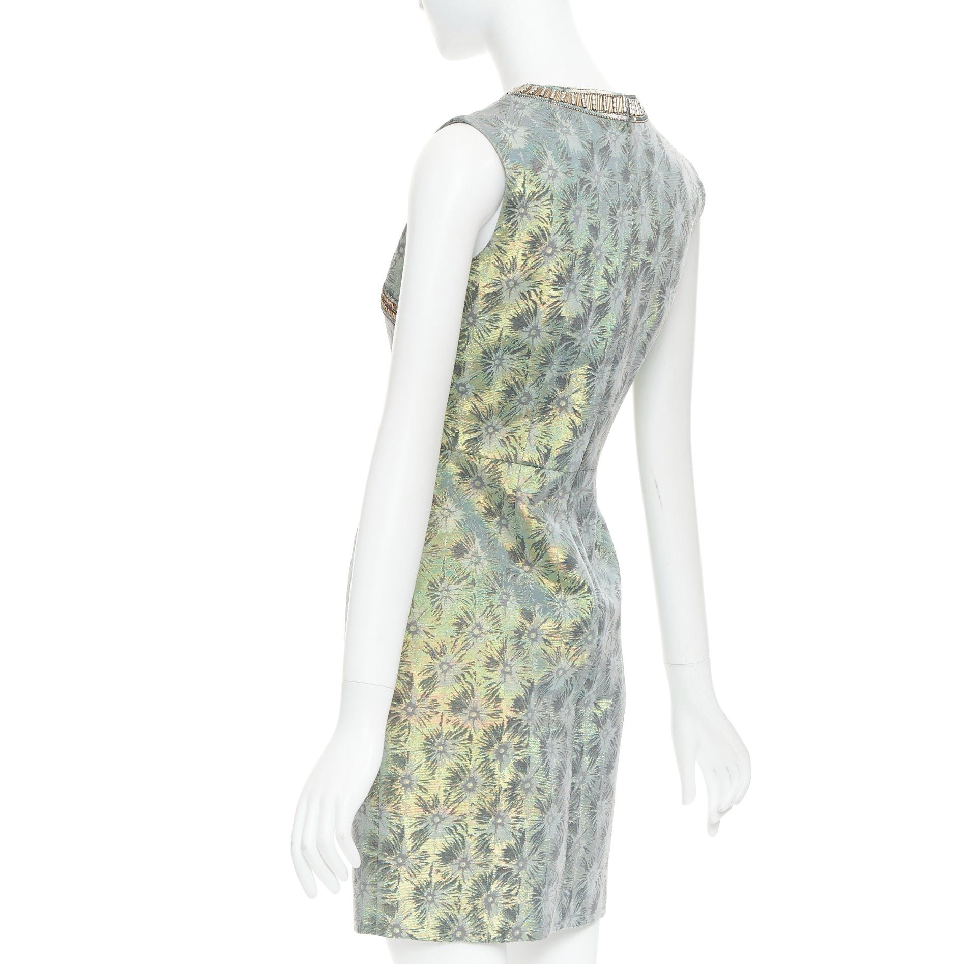 Matthew Williamson MATTHEW WILLIAMSON green iridescent gold bullet bead sheath dress UK8 S Size S / US 4 / IT 40 - 6 Thumbnail