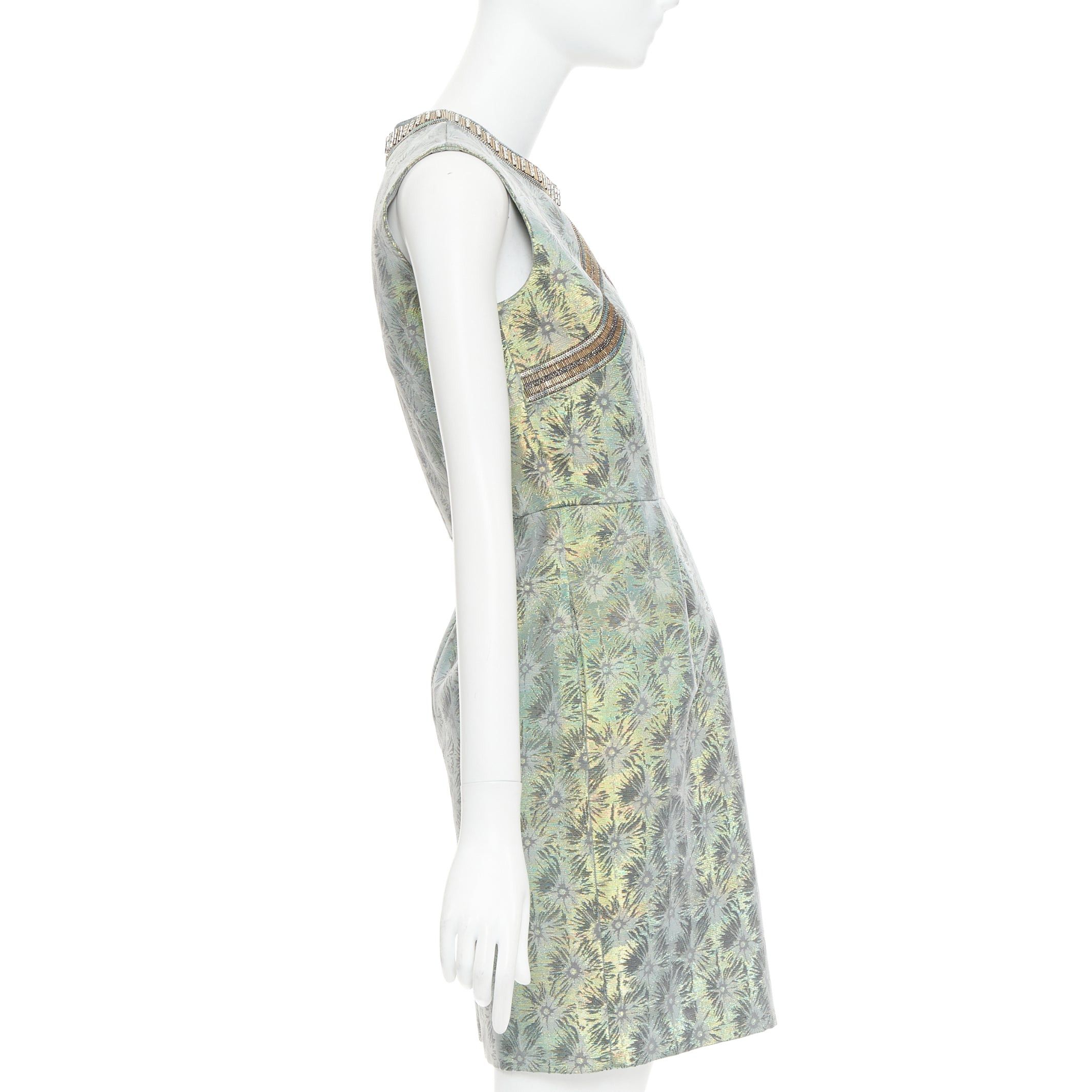 Matthew Williamson MATTHEW WILLIAMSON green iridescent gold bullet bead sheath dress UK8 S Size S / US 4 / IT 40 - 4 Thumbnail