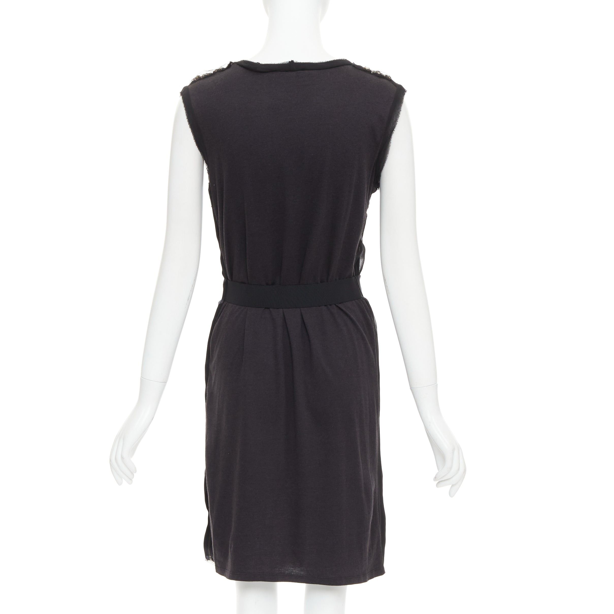 Lanvin LANVIN black bamboo cotton crystal rhinestone belted dress M Size M / US 6-8 / IT 42-44 - 5 Thumbnail