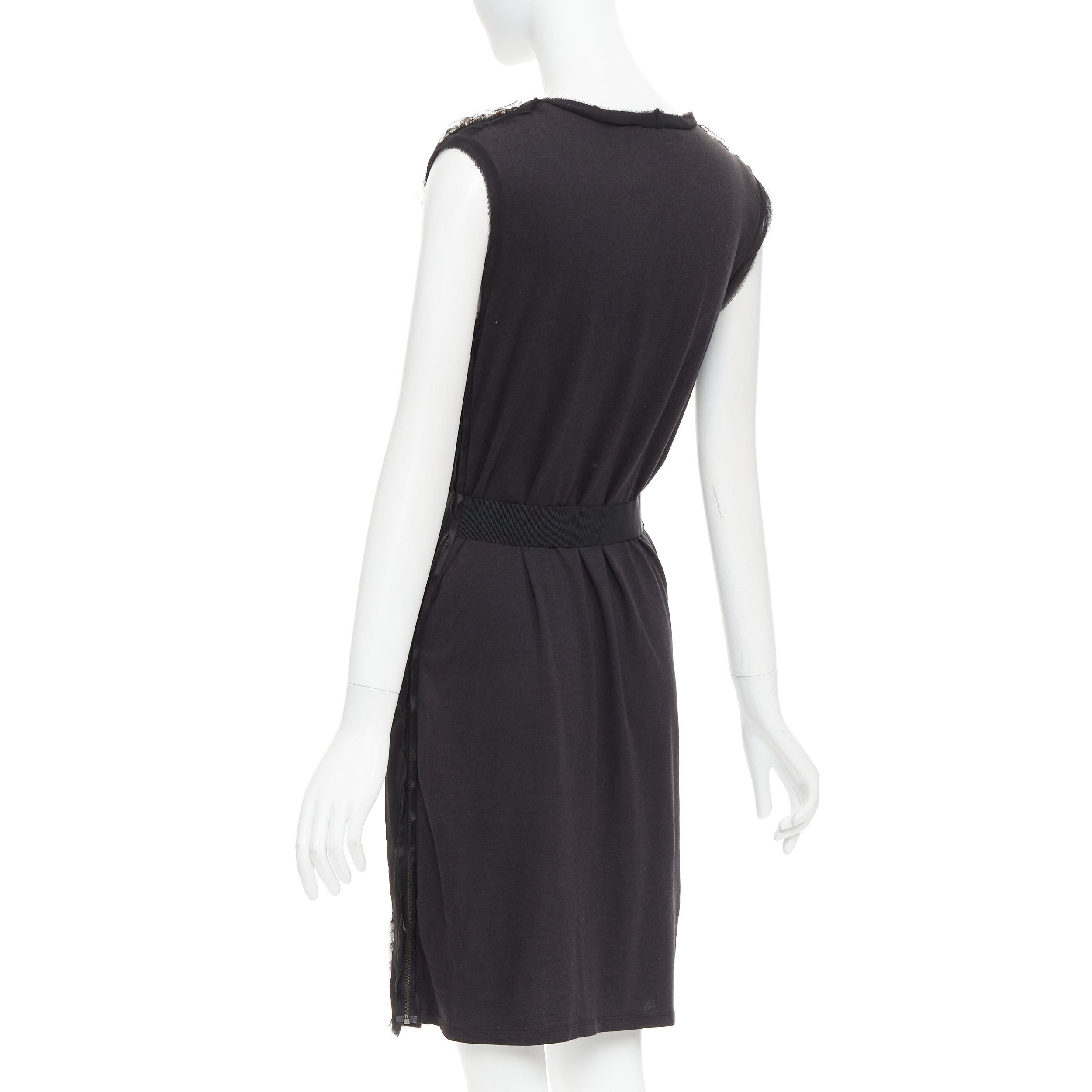 Lanvin LANVIN black bamboo cotton crystal rhinestone belted dress M Size M / US 6-8 / IT 42-44 - 6 Thumbnail