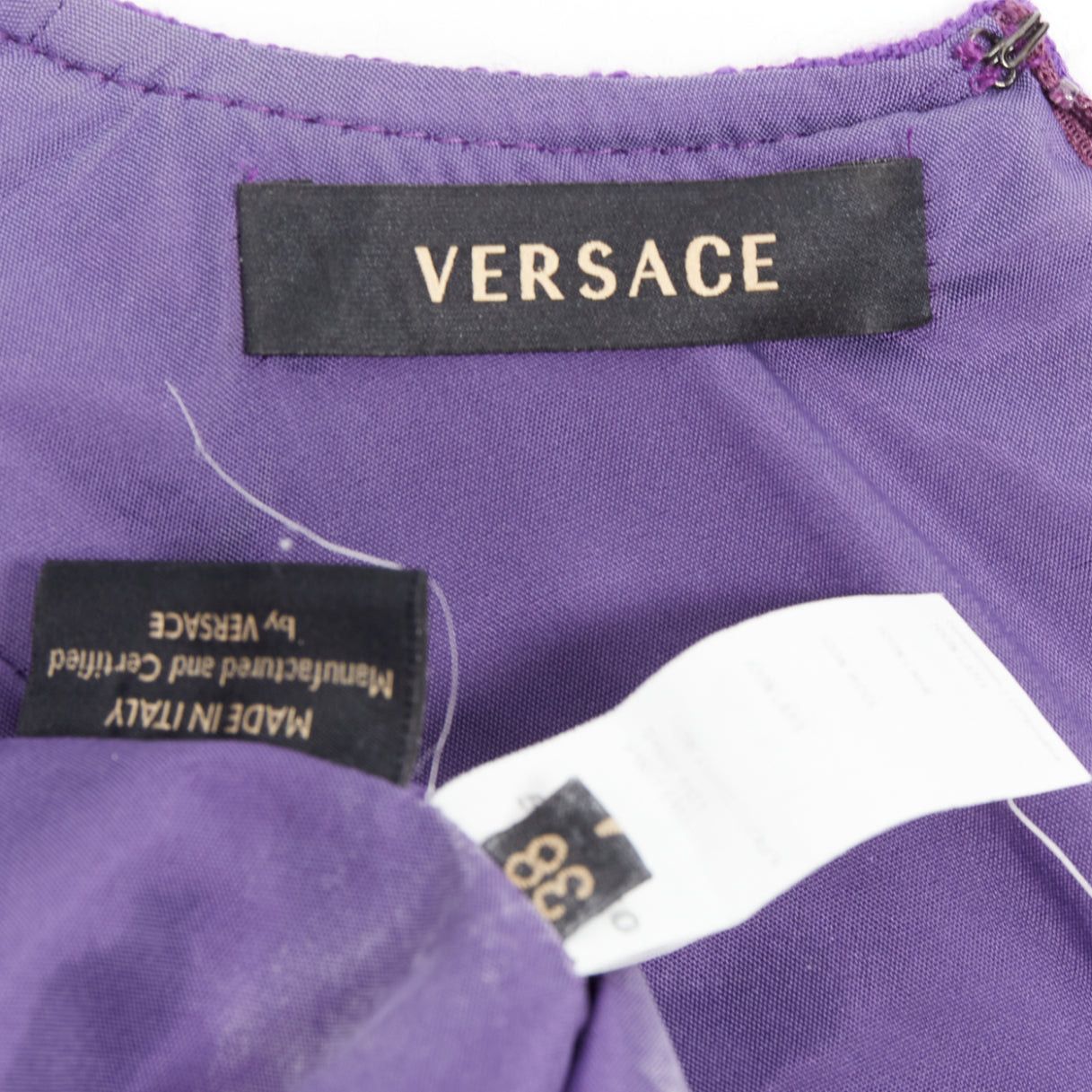 Versace VERSACE purple boucle wool Medusa button slant pocket dress IT38 XS Size XS / US 0-2 / IT 36-38 - 8 Thumbnail