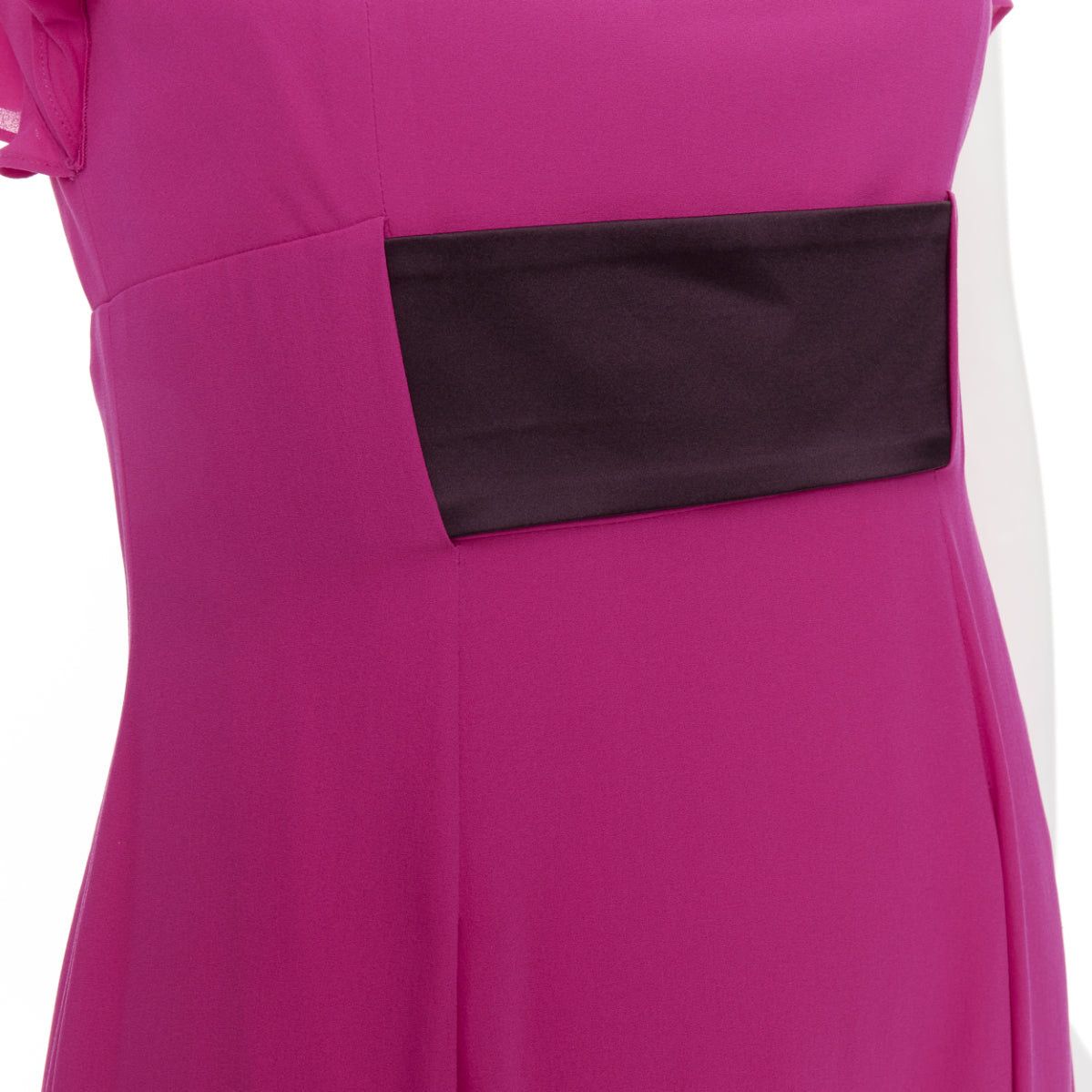 Escada ESCADA Vintage fuchsia pink black silk rose applique midi gown FR34 XS Size XS / US 0-2 / IT 36-38 - 7 Thumbnail
