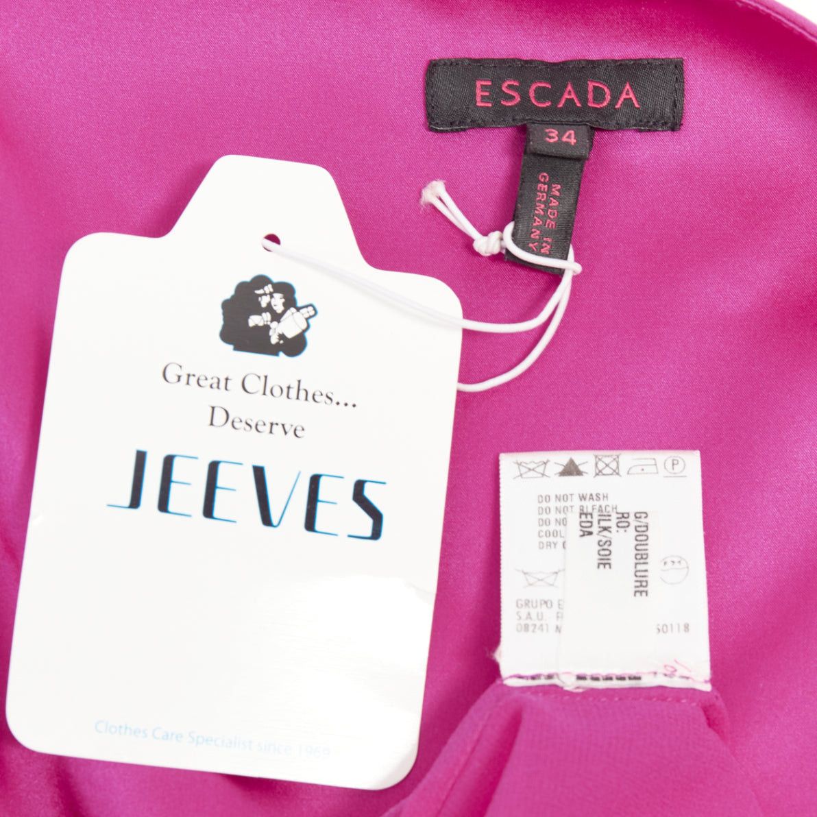Escada ESCADA Vintage fuchsia pink black silk rose applique midi gown FR34 XS Size XS / US 0-2 / IT 36-38 - 8 Thumbnail