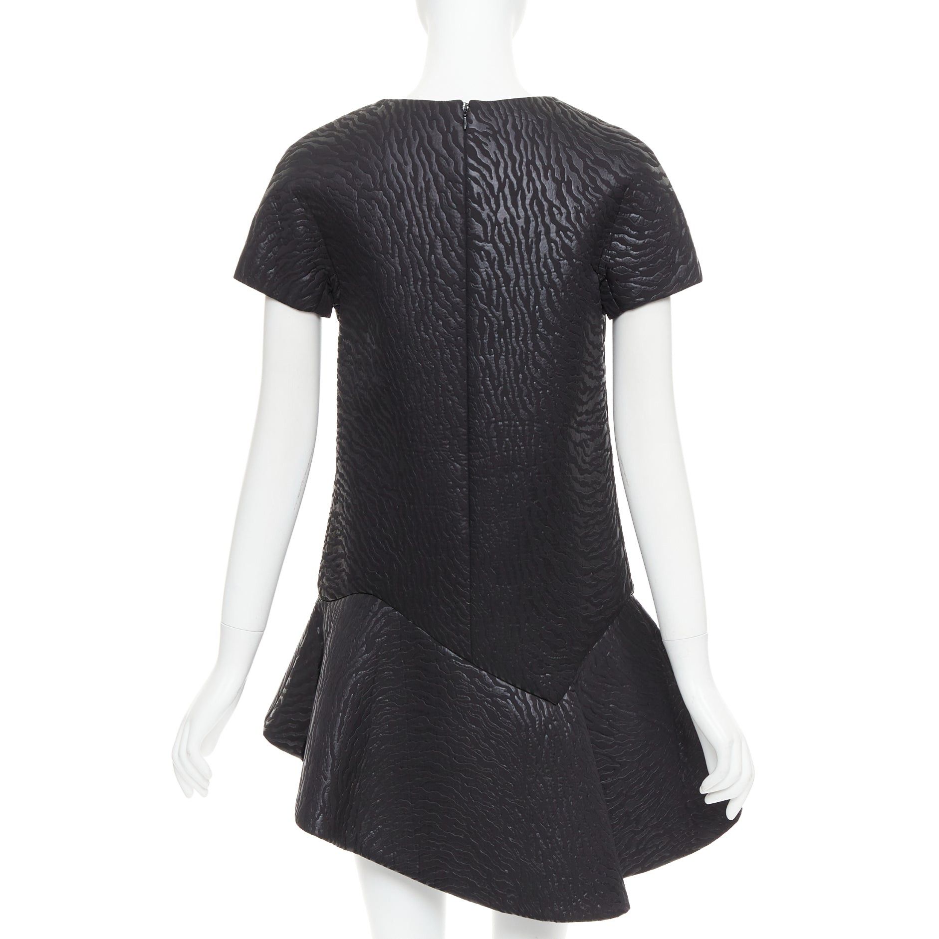 MSGM MSGM black tiger stripe neoprene asymmetric flounce mini dress IT42 M Size M / US 6-8 / IT 42-44 - 5 Thumbnail