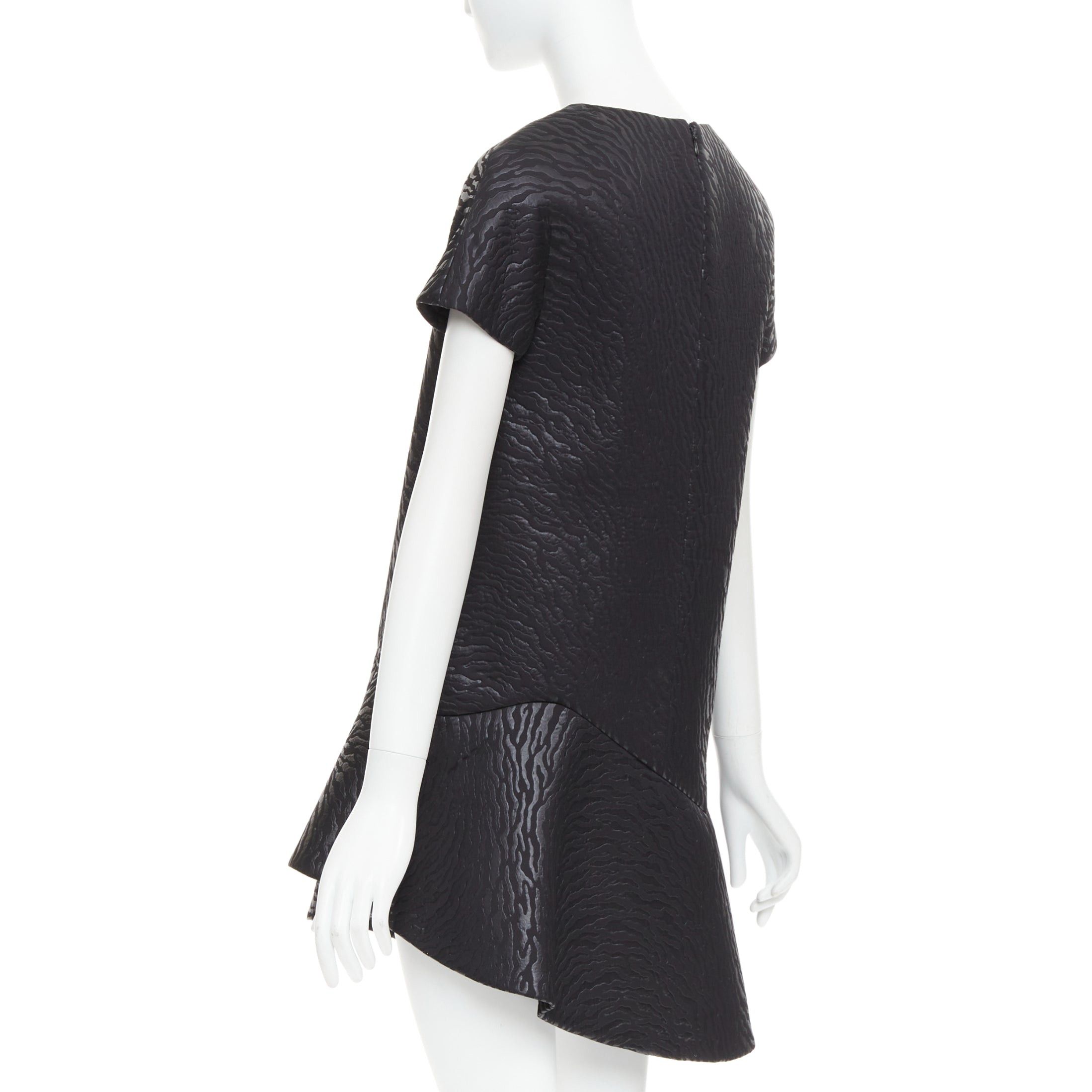 MSGM MSGM black tiger stripe neoprene asymmetric flounce mini dress IT42 M Size M / US 6-8 / IT 42-44 - 6 Thumbnail