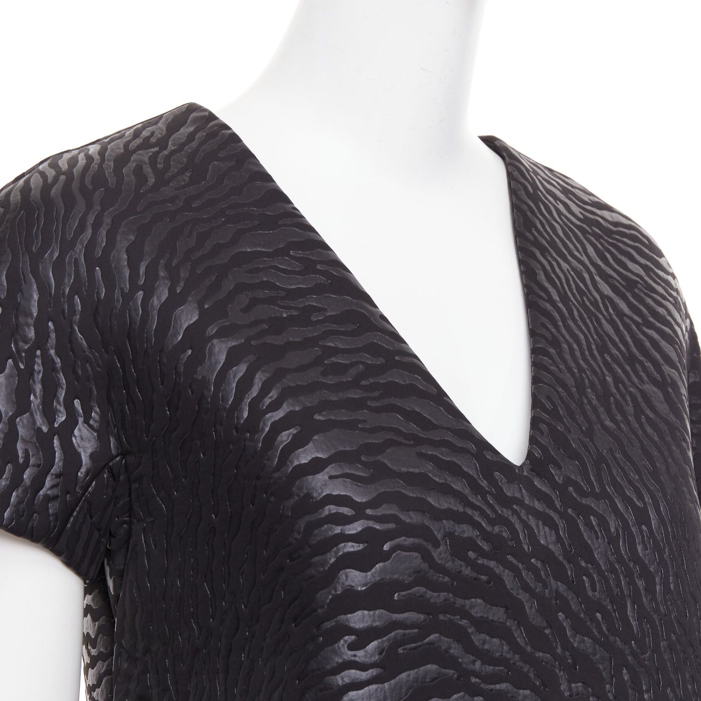 MSGM MSGM black tiger stripe neoprene asymmetric flounce mini dress IT42 M Size M / US 6-8 / IT 42-44 - 7 Thumbnail