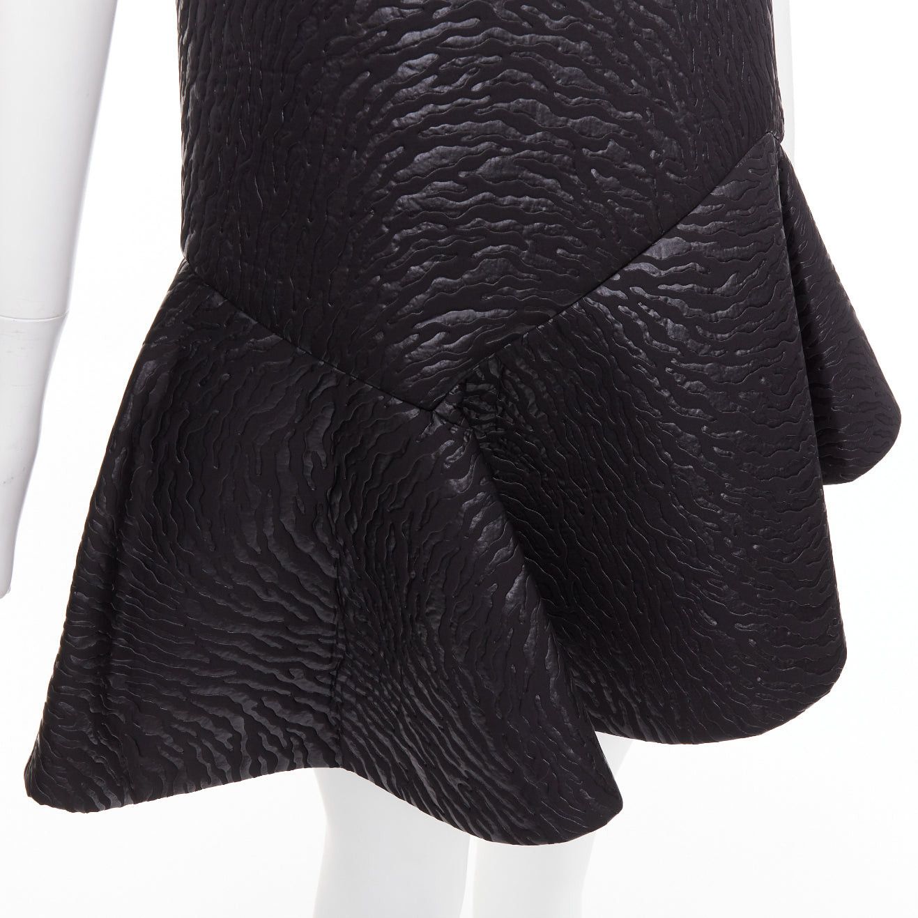 MSGM MSGM black tiger stripe neoprene asymmetric flounce mini dress IT42 M Size M / US 6-8 / IT 42-44 - 2 Thumbnail