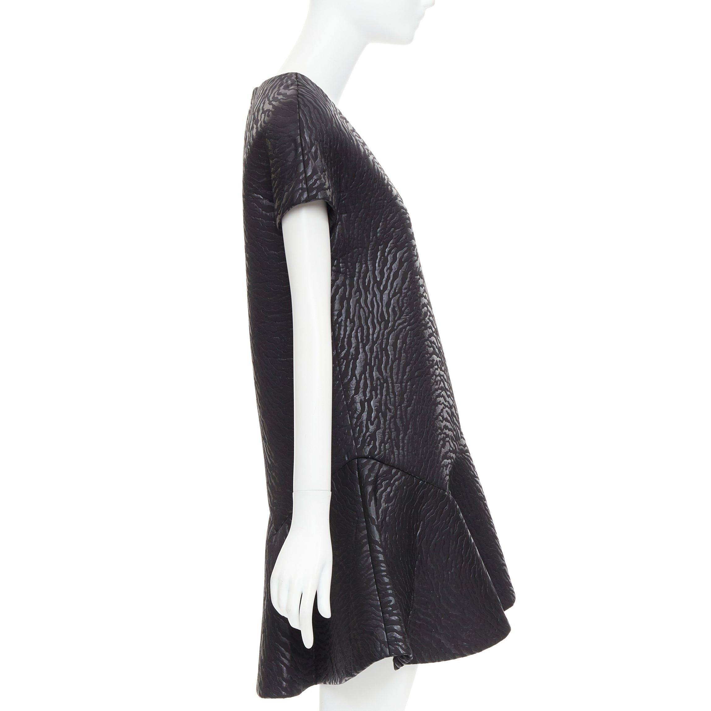 MSGM MSGM black tiger stripe neoprene asymmetric flounce mini dress IT42 M Size M / US 6-8 / IT 42-44 - 4 Thumbnail