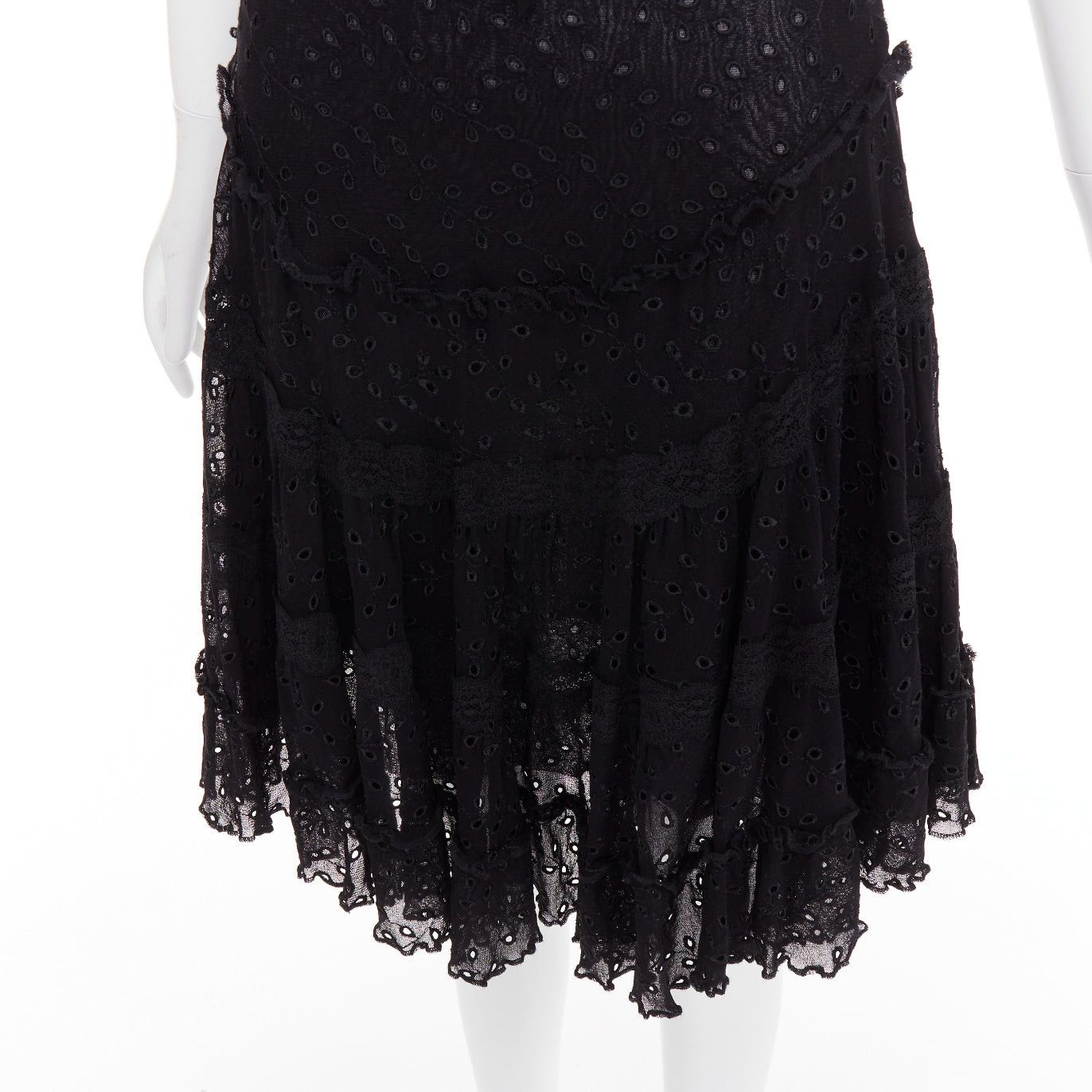 Jean Paul Gaultier JEAN PAUL GAULTIER MAILLE FEMME Vintage black eyelet ruffle self tie dress M Size M / US 6-8 / IT 42-44 - 7 Thumbnail