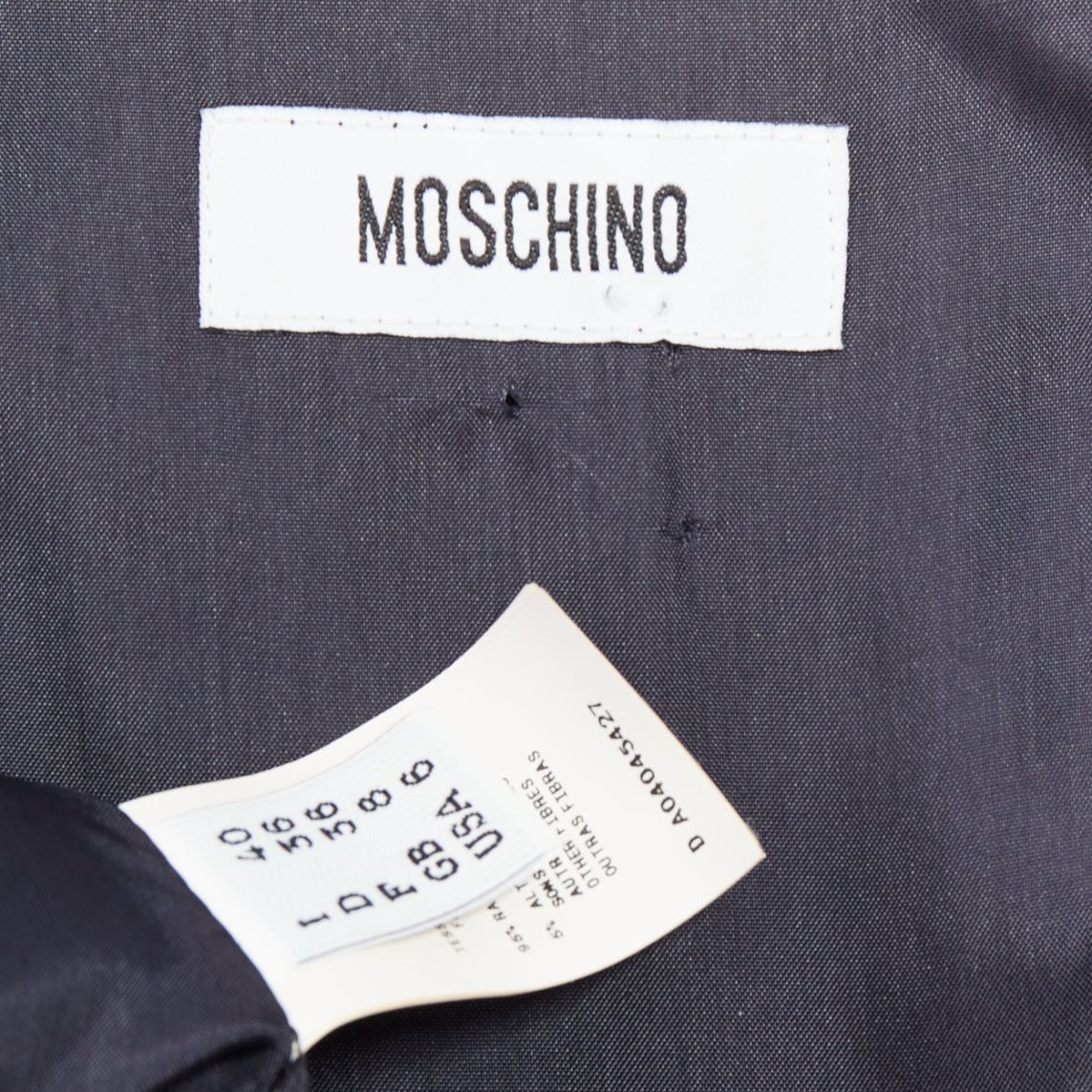 MOSCHINO rustic metallic gold draped peplum V-neck midi cocktail dress IT40 S