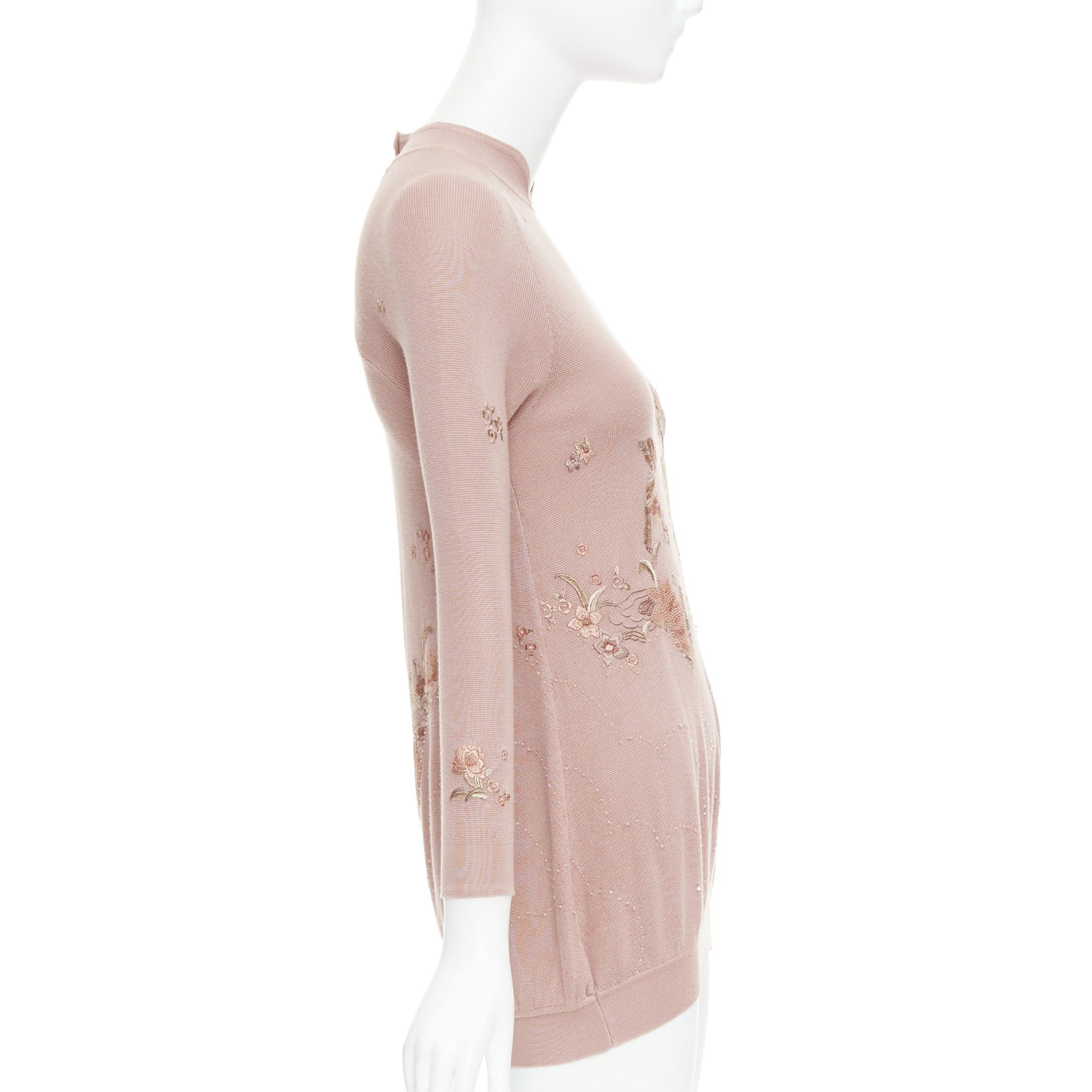 Other SHIATZY CHEN dusty pink modal oriental embroidery qipao collar sweater IT40 S Size S / US 4 / IT 40 - 4 Thumbnail