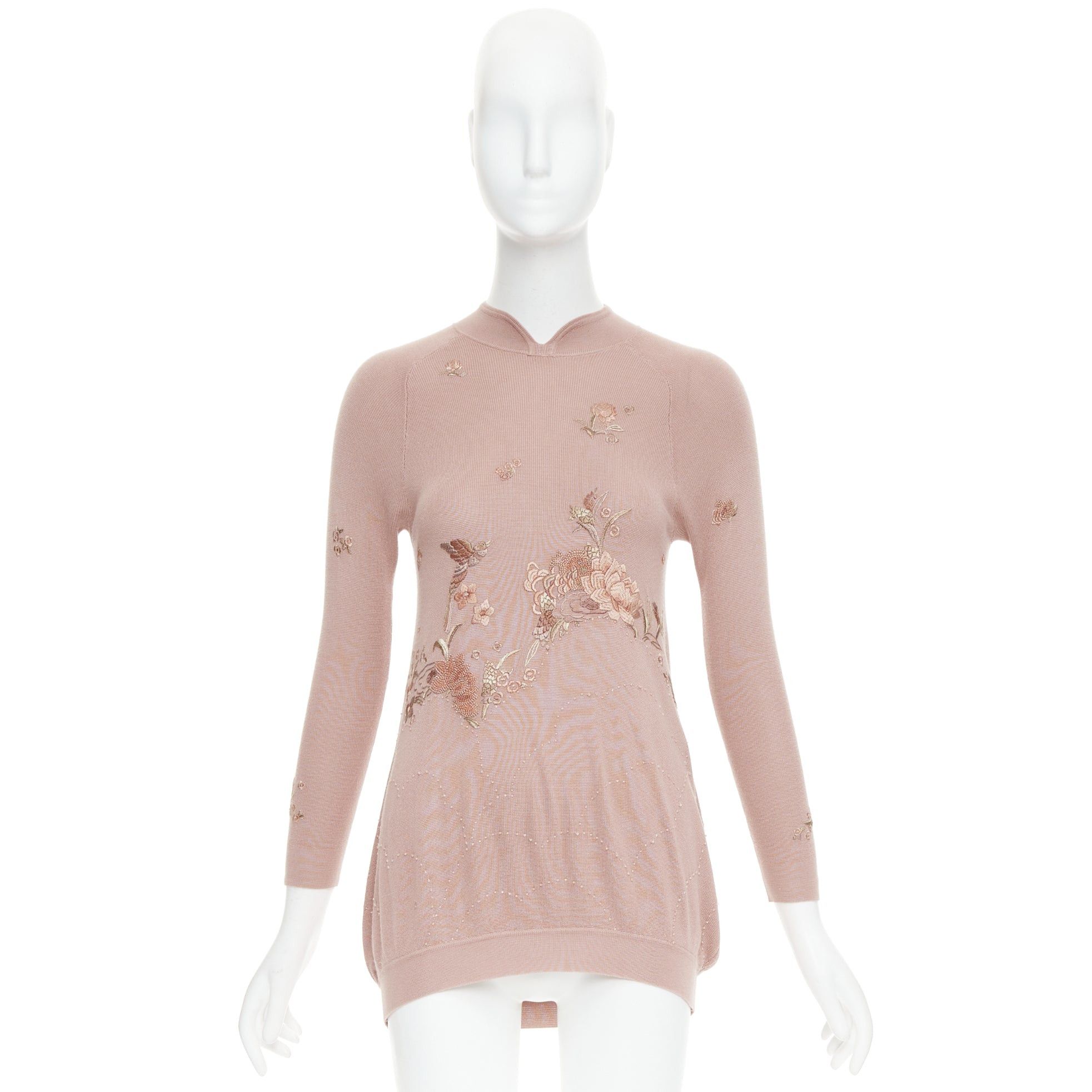 Other SHIATZY CHEN dusty pink modal oriental embroidery qipao collar sweater IT40 S Size S / US 4 / IT 40 - 9 Thumbnail