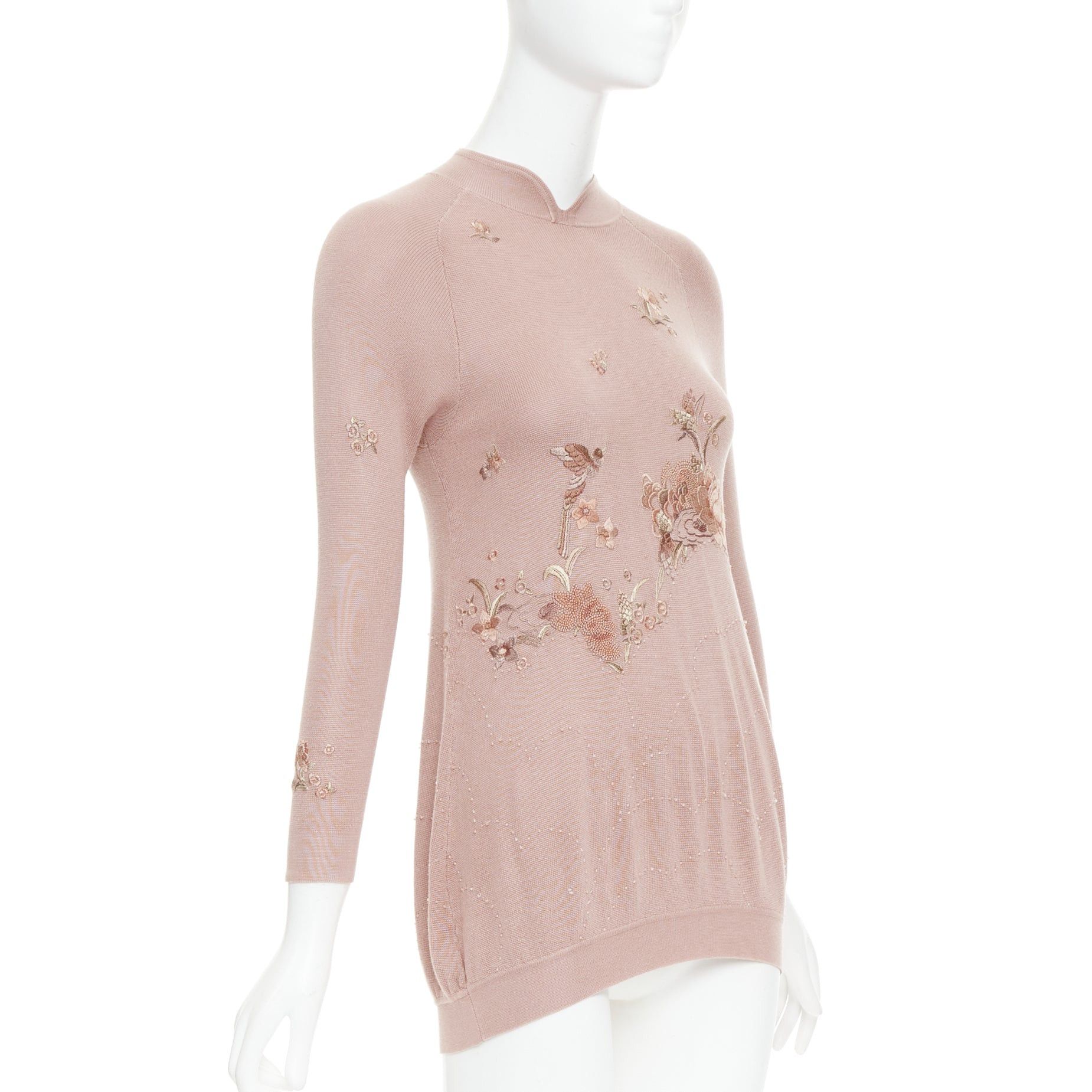 Other SHIATZY CHEN dusty pink modal oriental embroidery qipao collar sweater IT40 S Size S / US 4 / IT 40 - 3 Thumbnail