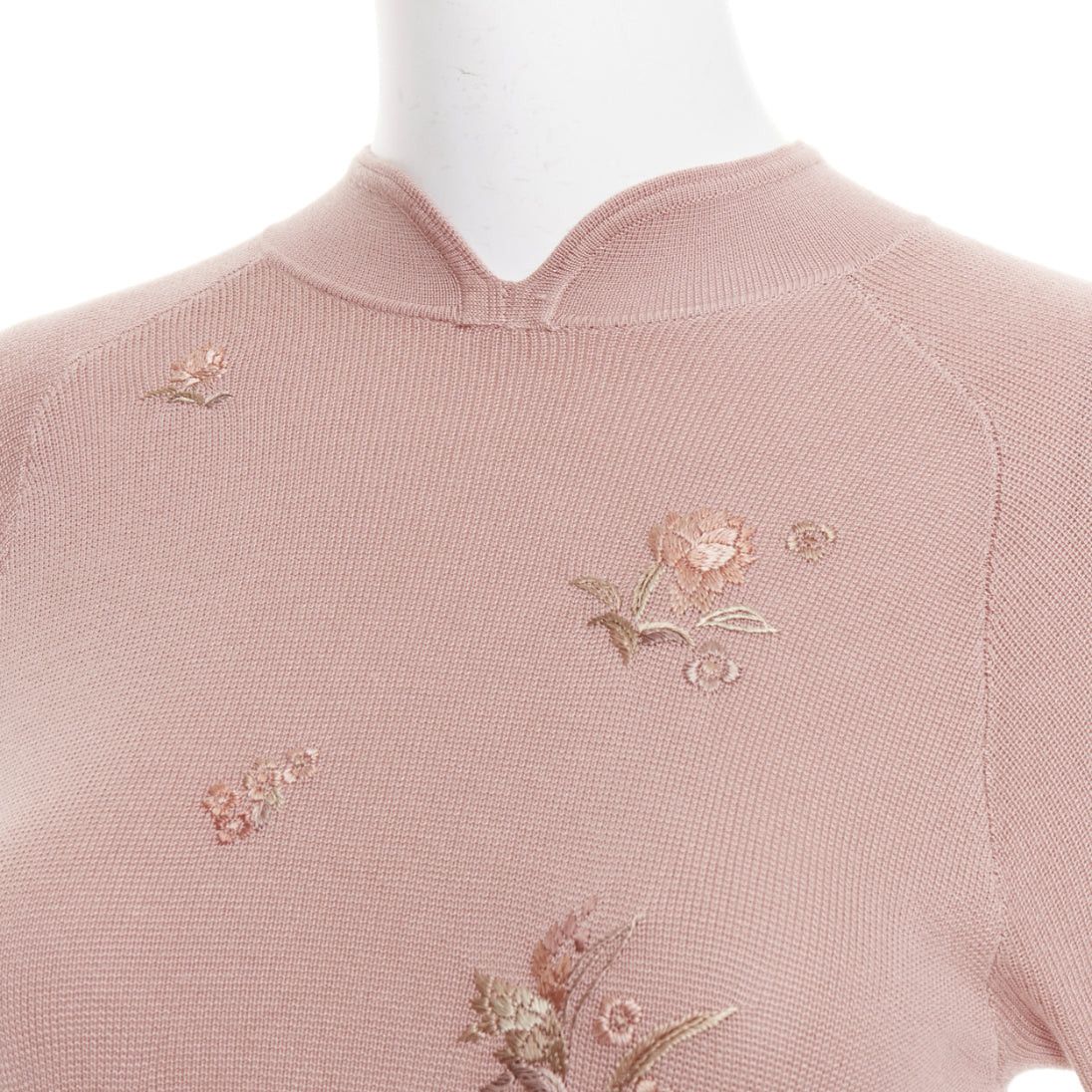Other SHIATZY CHEN dusty pink modal oriental embroidery qipao collar sweater IT40 S Size S / US 4 / IT 40 - 7 Thumbnail