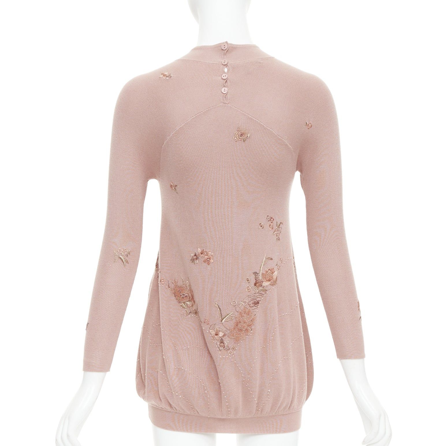 Other SHIATZY CHEN dusty pink modal oriental embroidery qipao collar sweater IT40 S Size S / US 4 / IT 40 - 5 Thumbnail