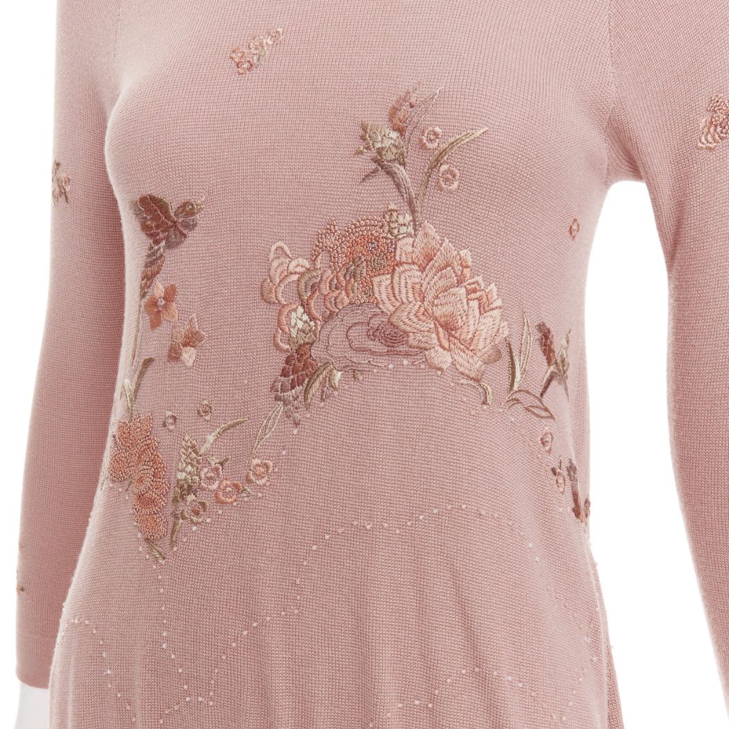 Other SHIATZY CHEN dusty pink modal oriental embroidery qipao collar sweater IT40 S Size S / US 4 / IT 40 - 2 Thumbnail