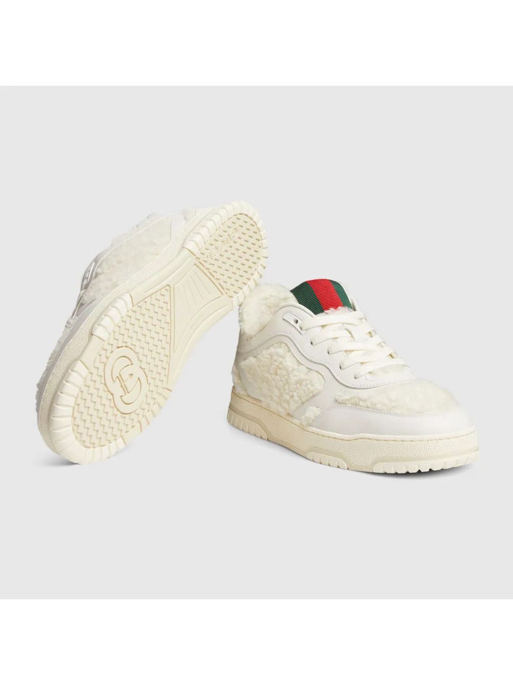 Gucci Web-detail sneakers in shearling white Size US 9 / IT 39 - 4 Thumbnail
