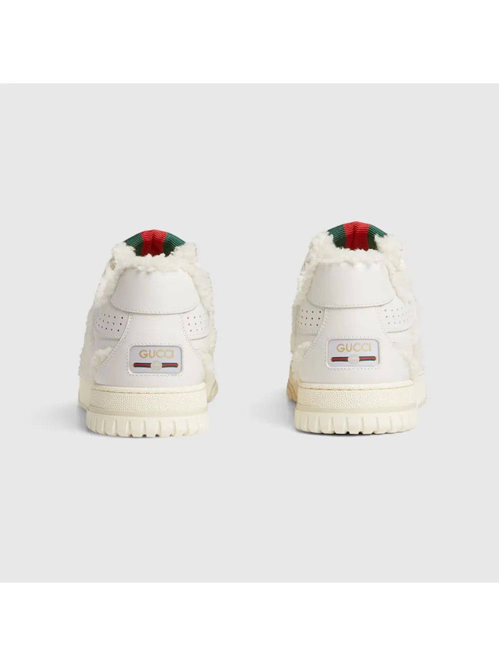 Gucci Web-detail sneakers in shearling white Size US 12 / IT 42 - 2 Thumbnail