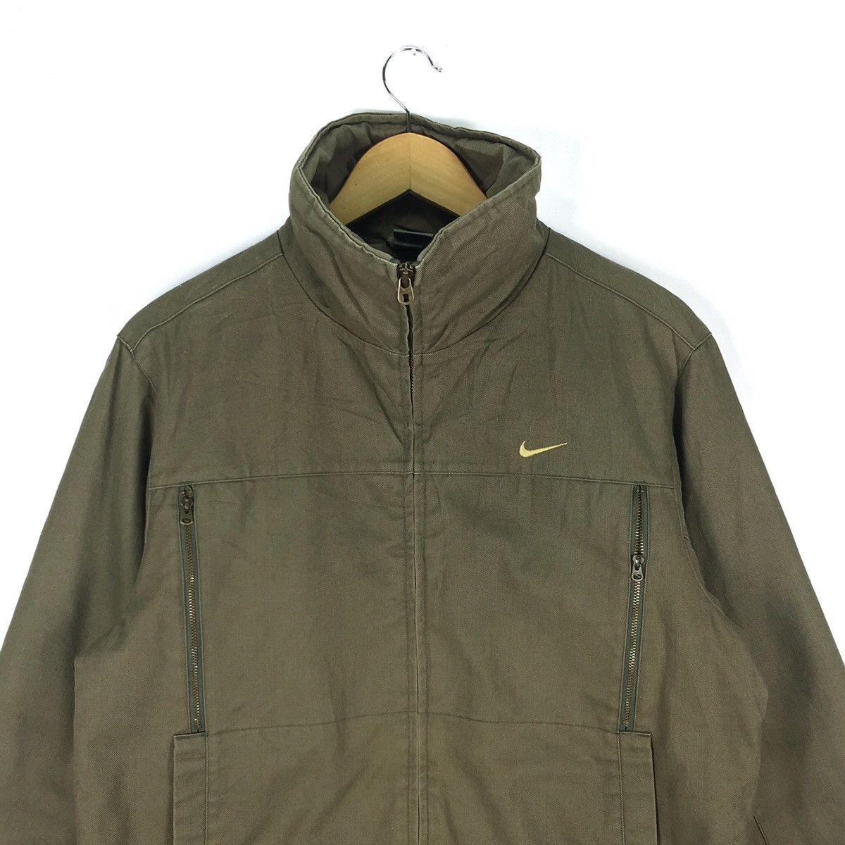 Nike NIKE Mens Large Full Zipped Outdoor Cotton OliveGreen Jacket Size US L / EU 52-54 / 3 - 3 Thumbnail