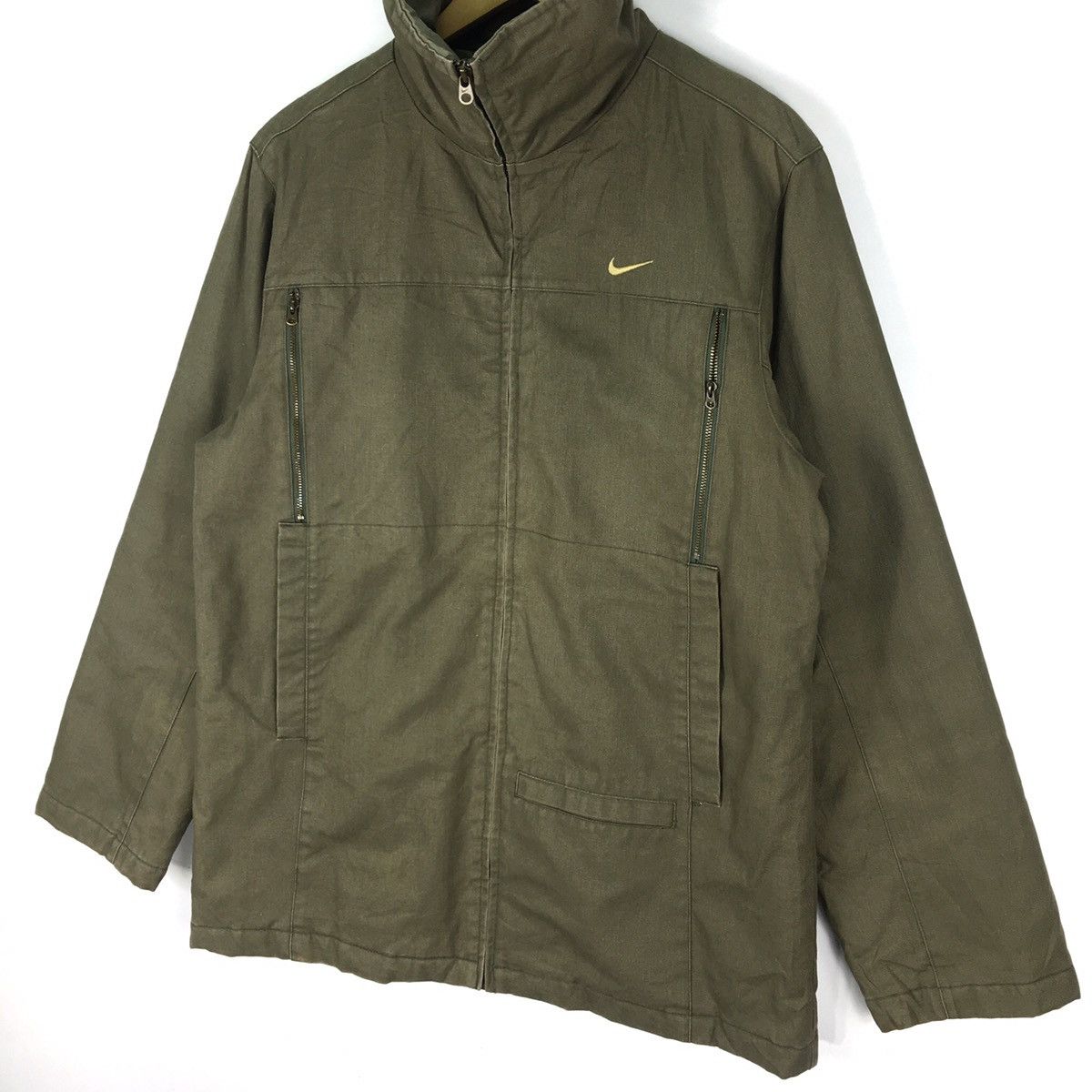 Nike NIKE Mens Large Full Zipped Outdoor Cotton OliveGreen Jacket Size US L / EU 52-54 / 3 - 4 Thumbnail