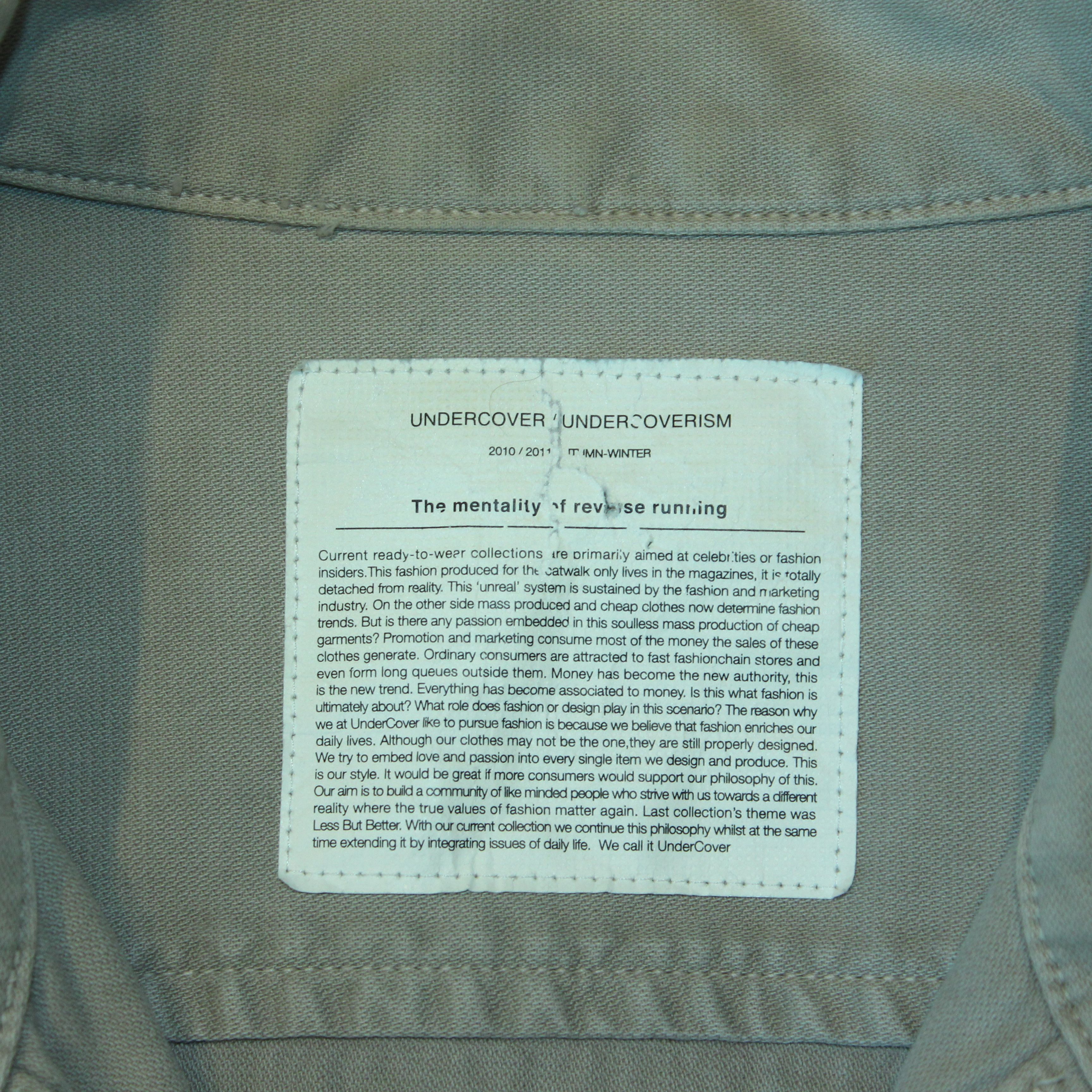 Jun Takahashi Undercover "Avakareta Life" Winter 2010/2011 over-shirt Size US L / EU 52-54 / 3 - 4 Thumbnail