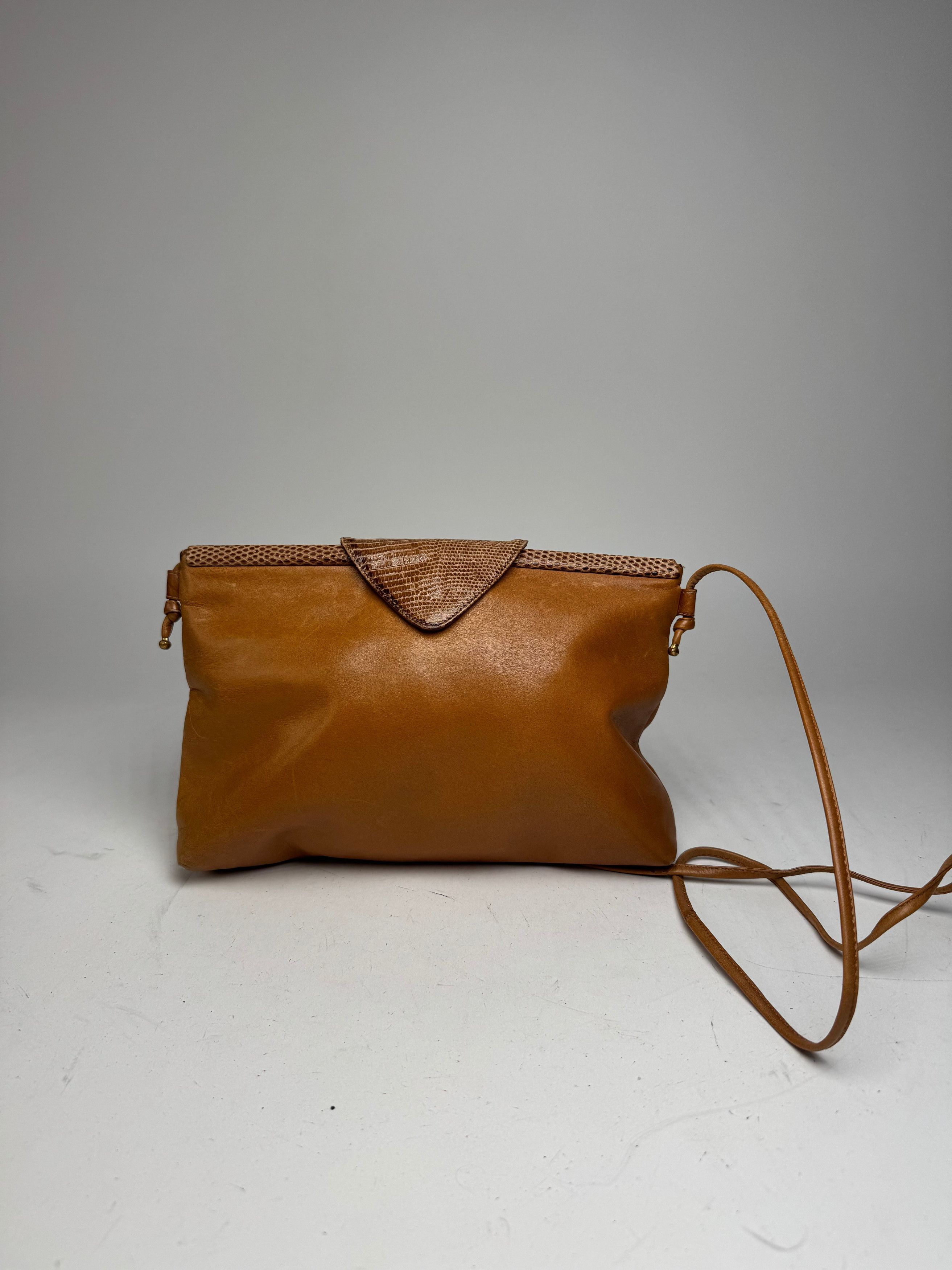 Givenchy Vintage Snake Embossed Leather Crossbody Bag Camel Size ONE SIZE - 15 Thumbnail