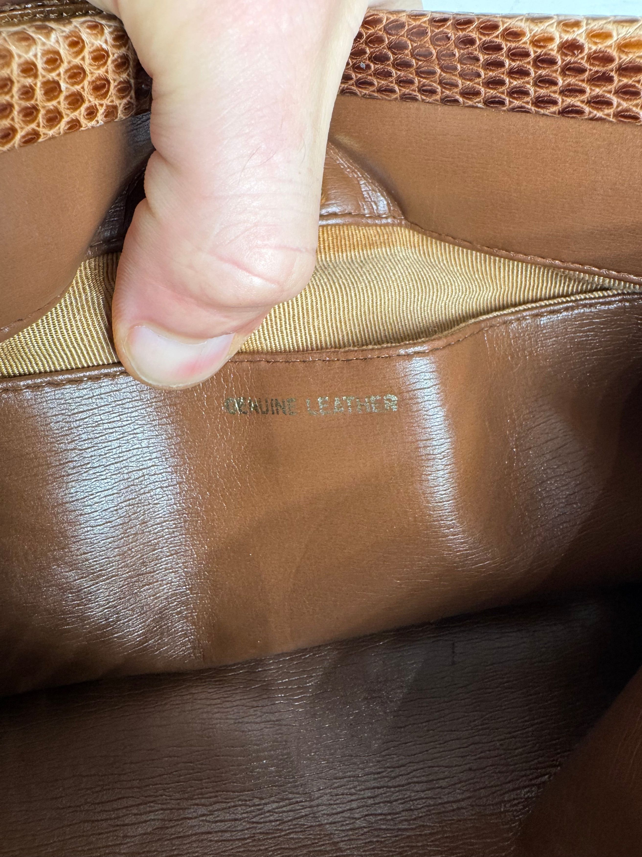 Givenchy Vintage Snake Embossed Leather Crossbody Bag Camel Size ONE SIZE - 8 Thumbnail