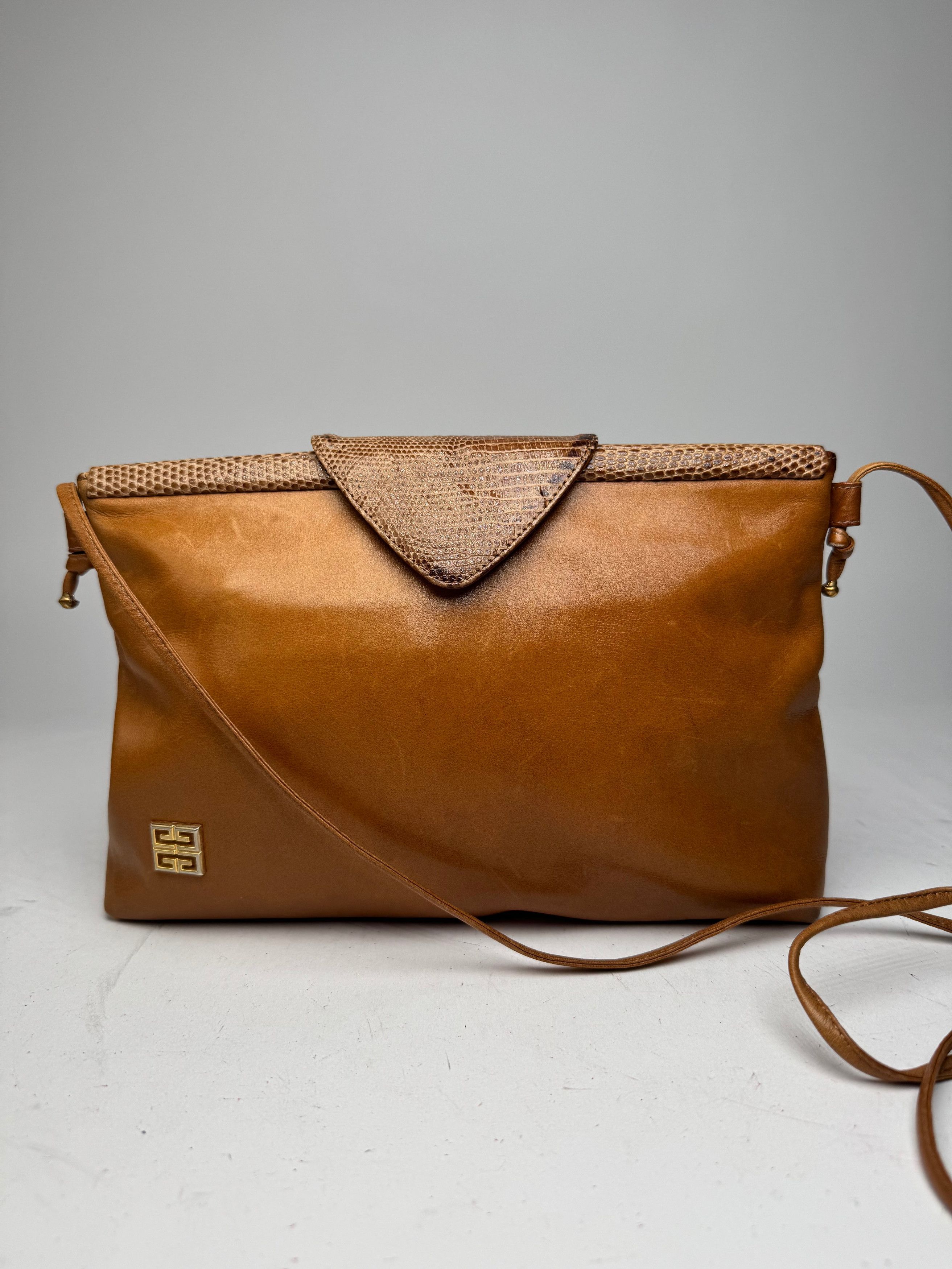 Givenchy Vintage Snake Embossed Leather Crossbody Bag Camel Size ONE SIZE - 6 Thumbnail