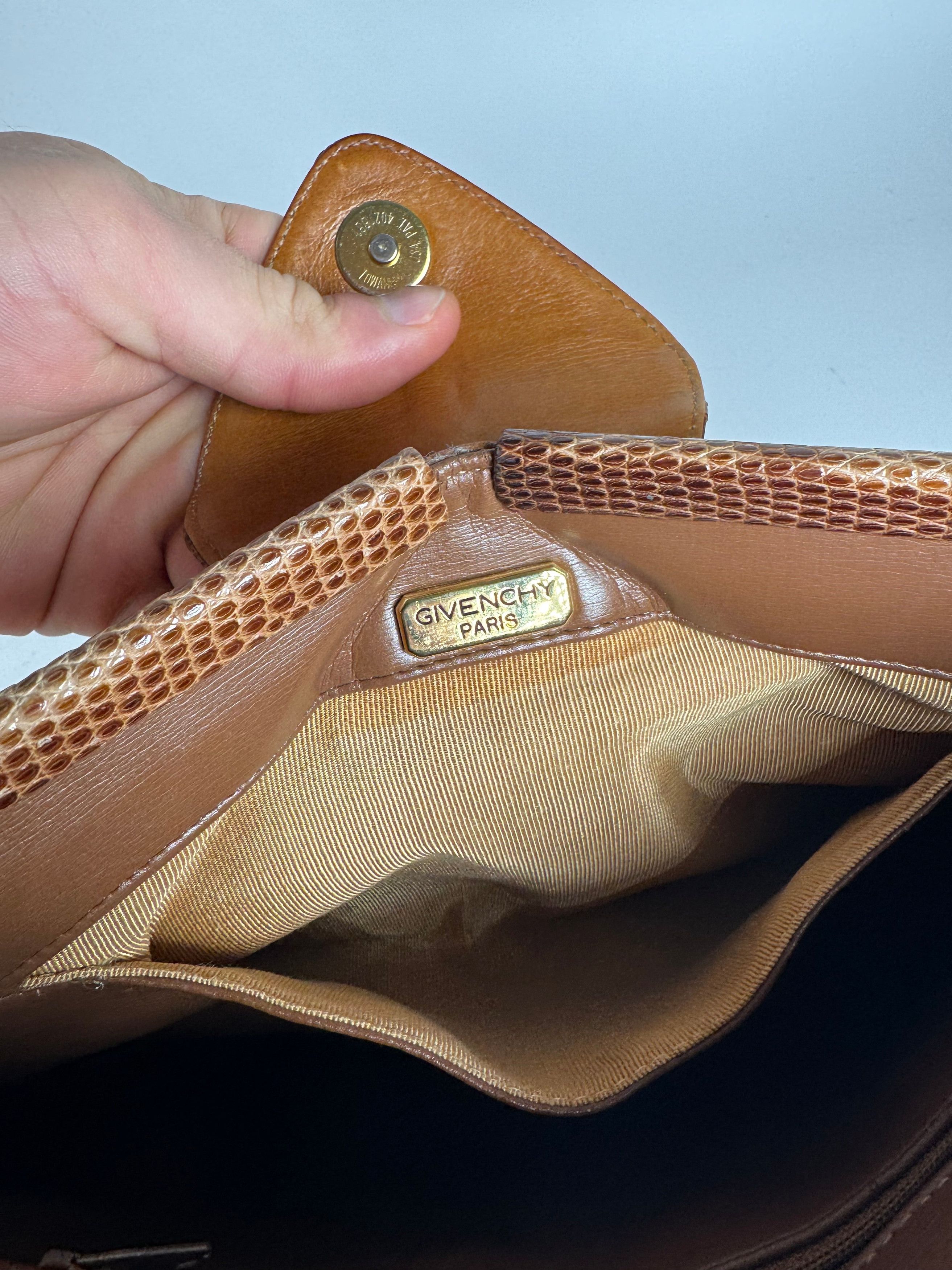 Givenchy Vintage Snake Embossed Leather Crossbody Bag Camel Size ONE SIZE - 7 Thumbnail