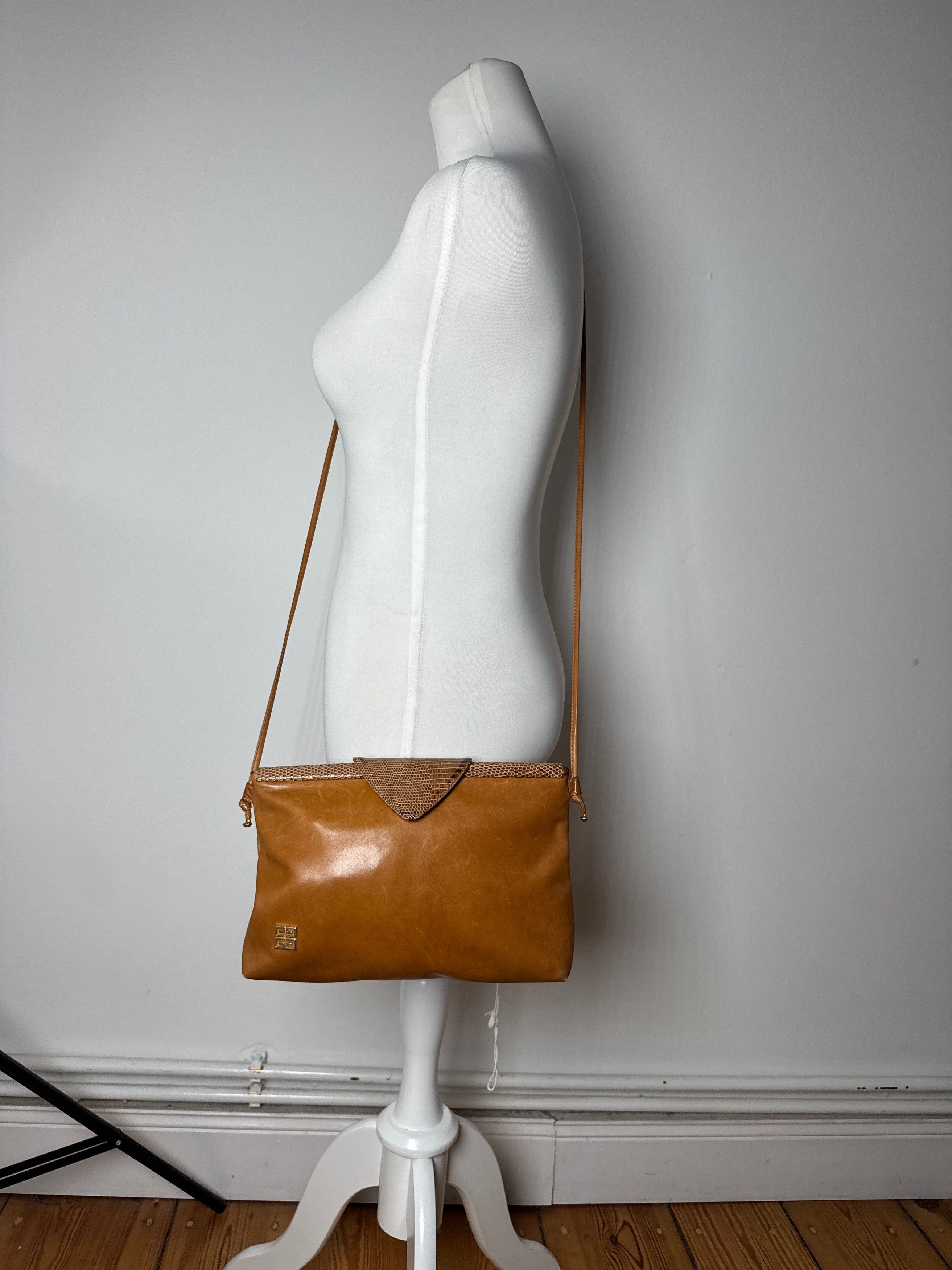 Givenchy Vintage Snake Embossed Leather Crossbody Bag Camel Size ONE SIZE - 4 Thumbnail
