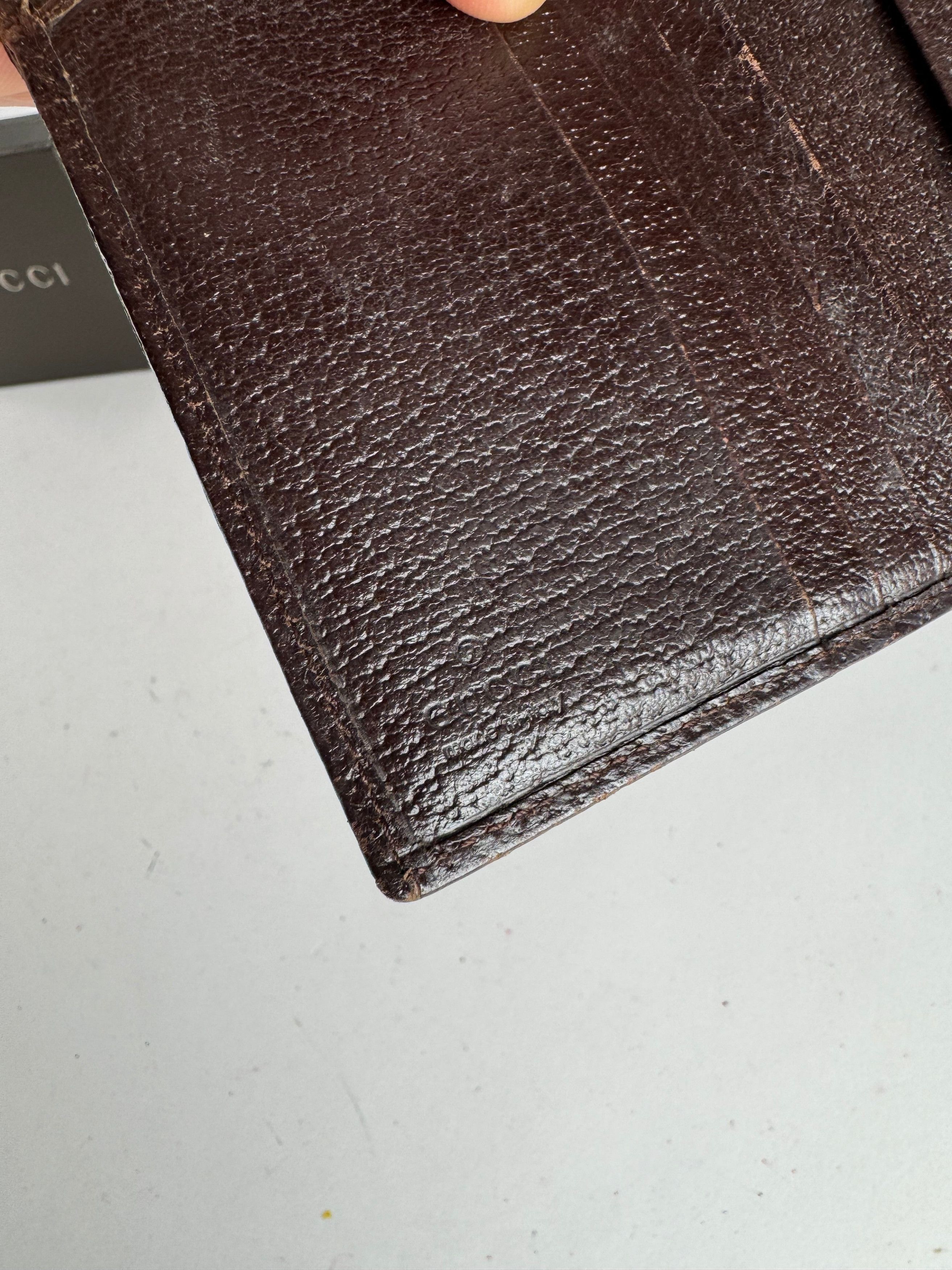 Gucci Vintage Monogram Leather Wallet Beige Brown Size ONE SIZE - 4 Thumbnail