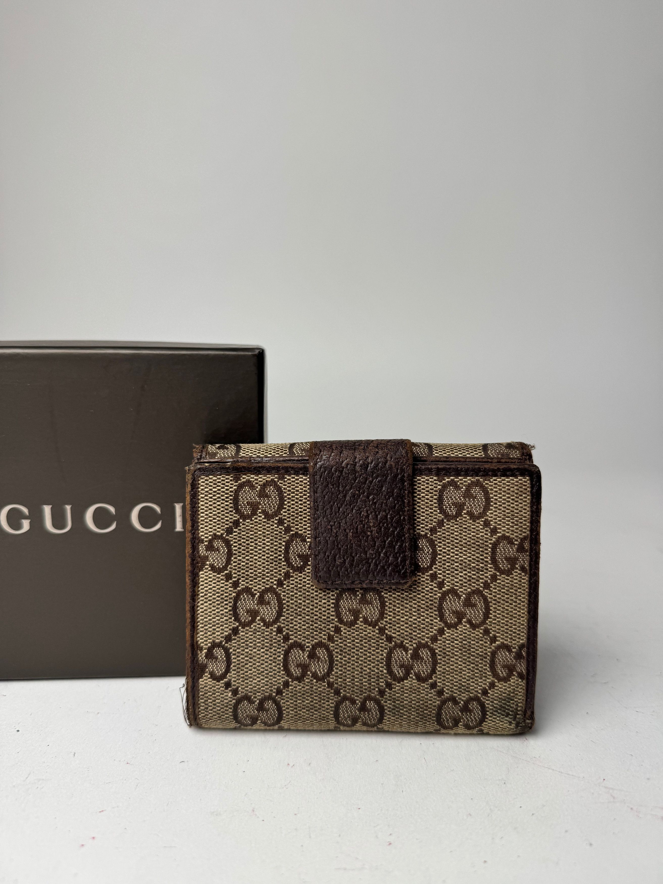 Gucci Vintage Monogram Leather Wallet Beige Brown Size ONE SIZE - 8 Thumbnail