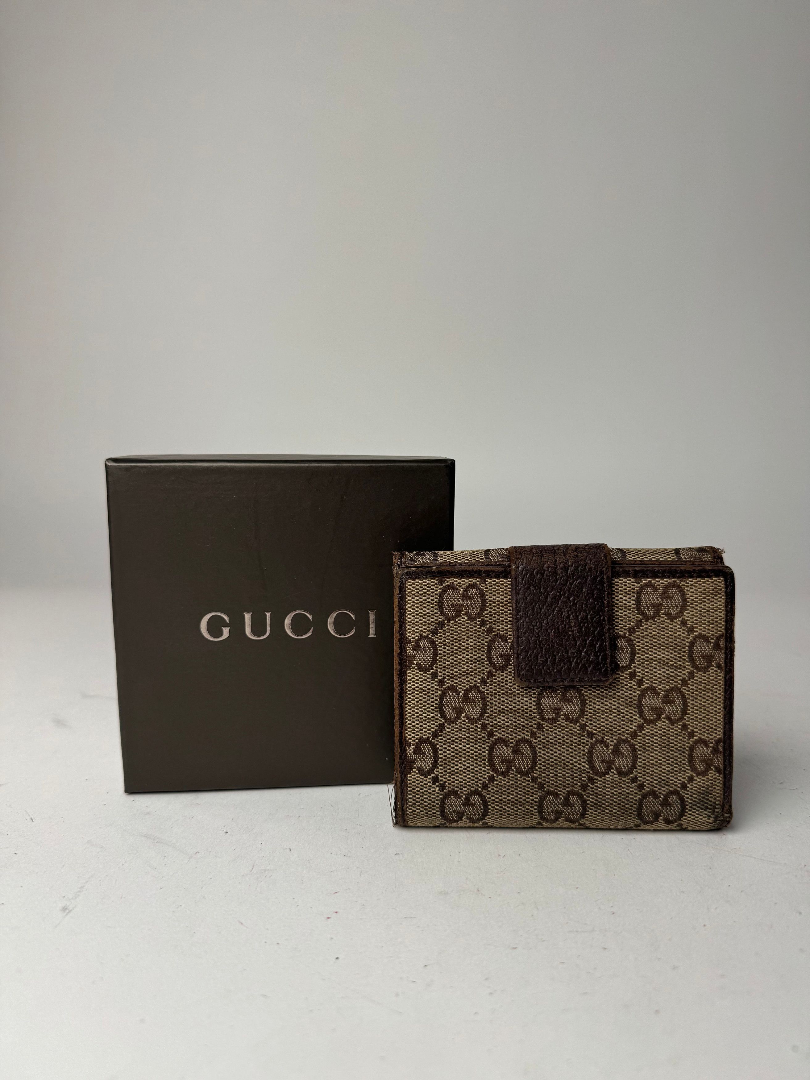 Gucci Vintage Monogram Leather Wallet Beige Brown Size ONE SIZE - 12 Thumbnail