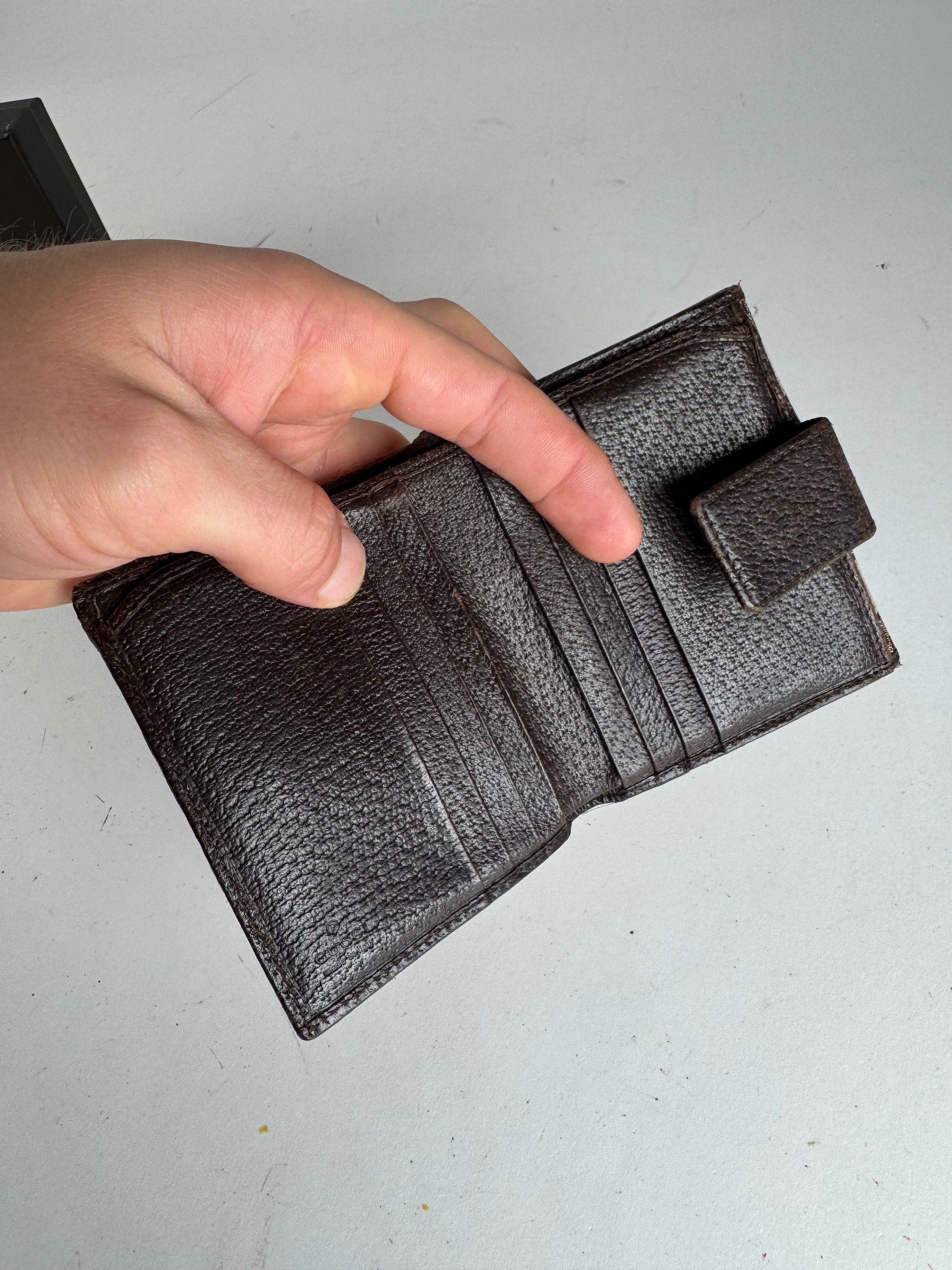 Gucci Vintage Monogram Leather Wallet Beige Brown Size ONE SIZE - 3 Thumbnail