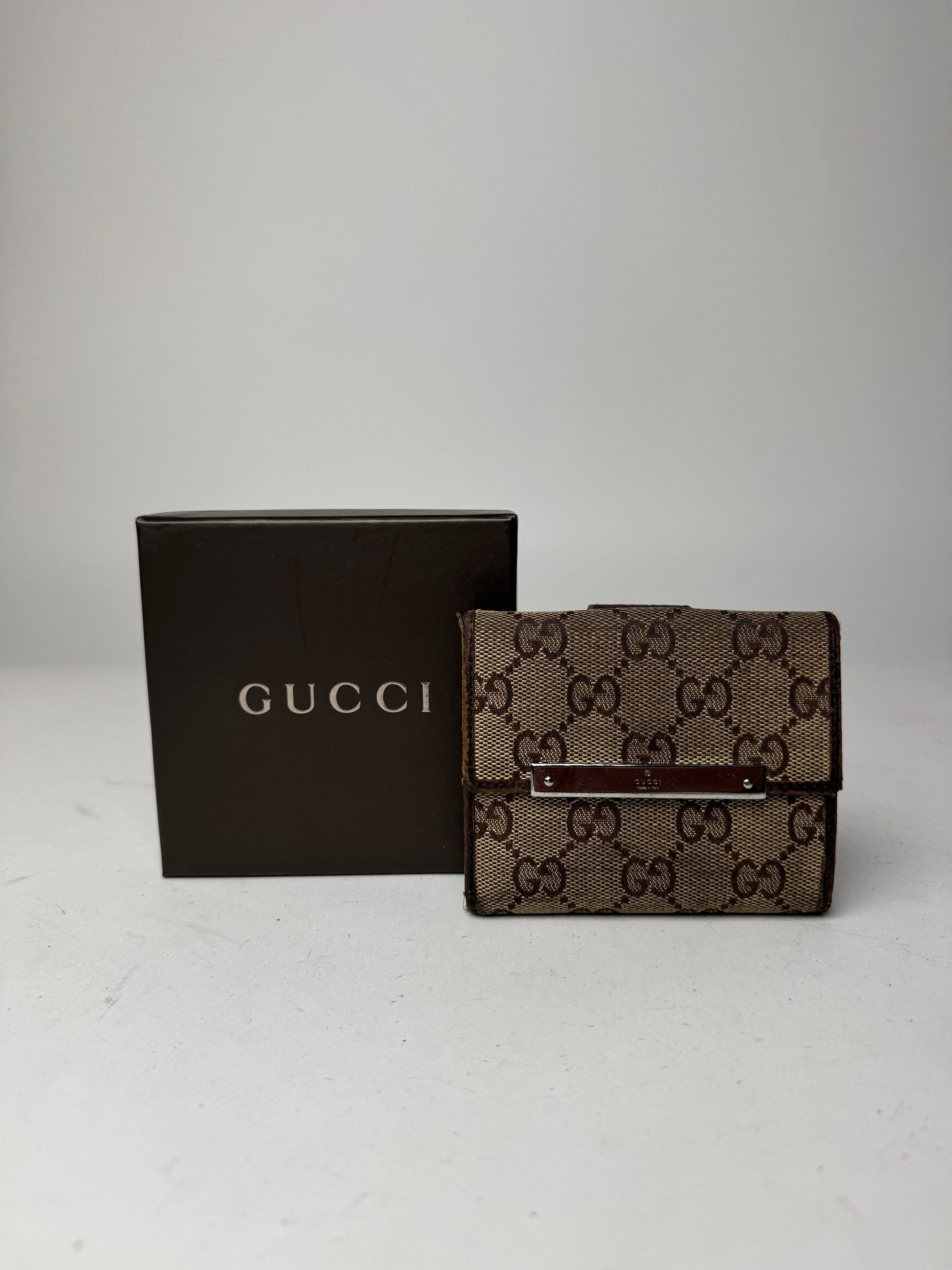 Gucci Vintage Monogram Leather Wallet Beige Brown Size ONE SIZE - 6 Thumbnail